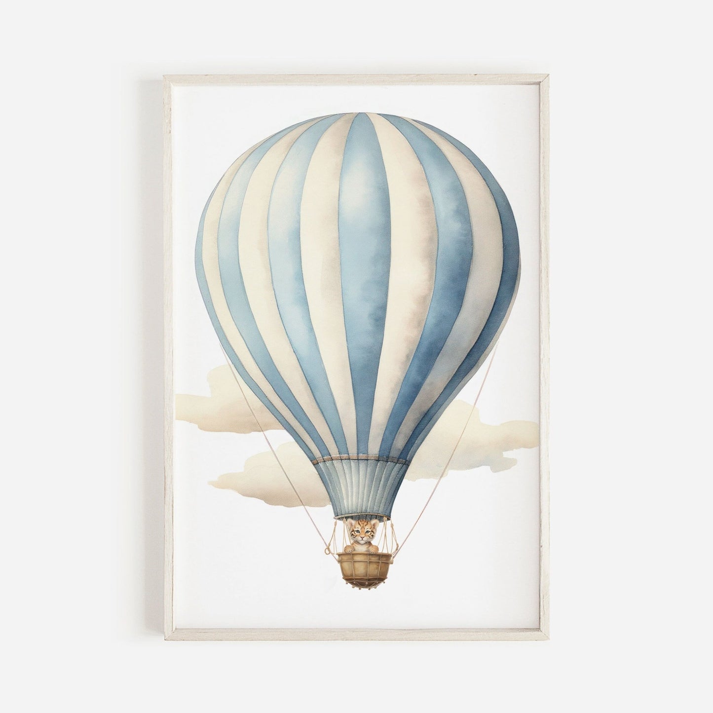 Hot Air Balloon Nursery Print, Cute Baby Tiger Wall Decor, Baby Shower Gift - WildfieldPrints