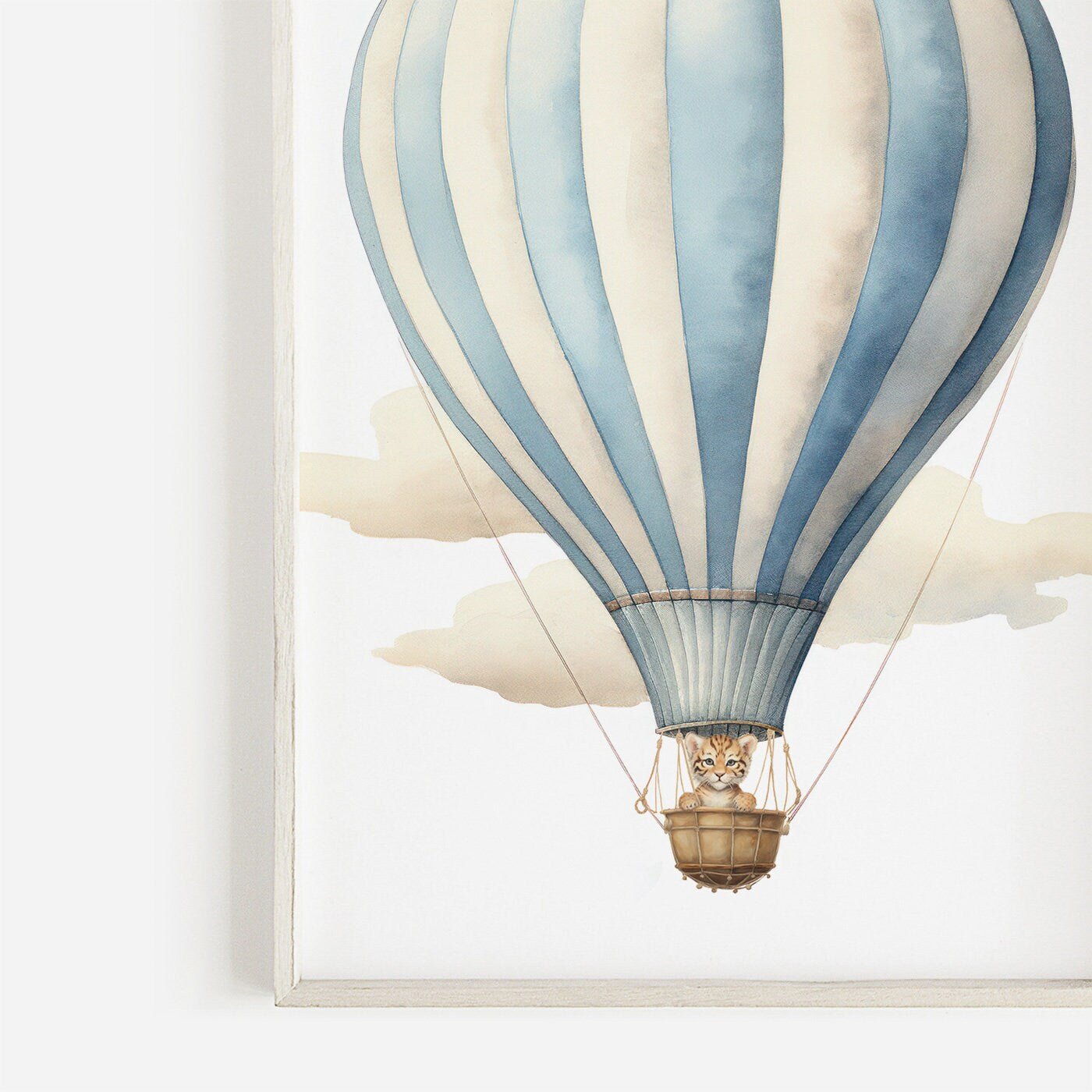 Hot Air Balloon Nursery Print, Cute Baby Tiger Wall Decor, Baby Shower Gift - WildfieldPrints