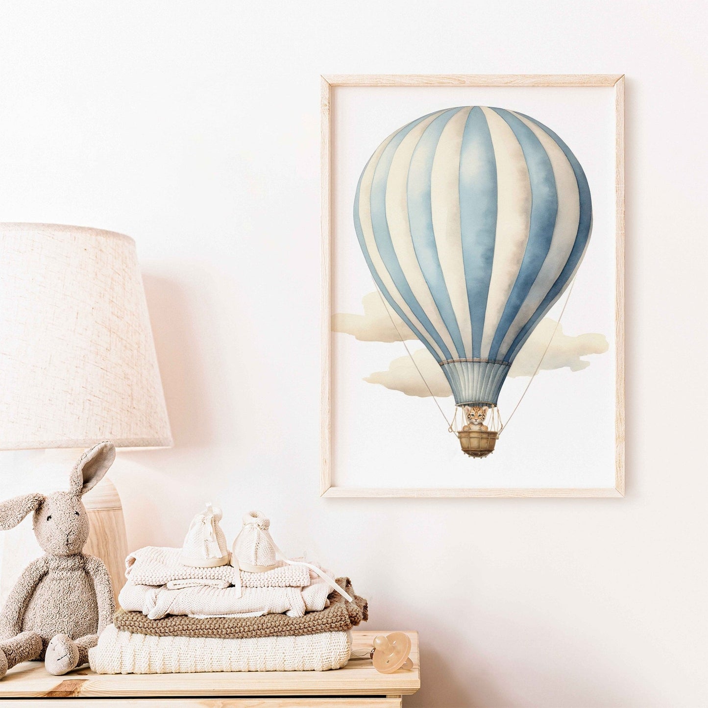 Hot Air Balloon Nursery Print, Cute Baby Tiger Wall Decor, Baby Shower Gift - WildfieldPrints