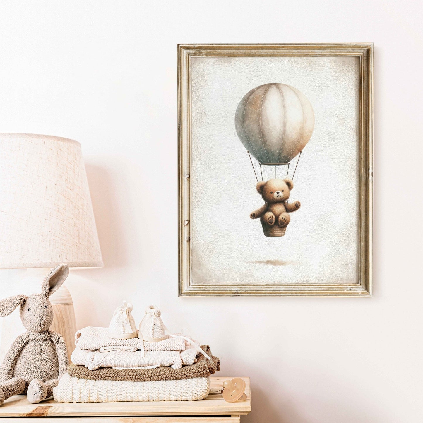 Hot Air Balloon Nursery Print, Cute Bear Wall Decor, Baby Gift - WildfieldPrints