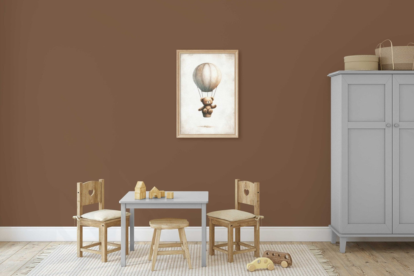 Hot Air Balloon Nursery Print, Cute Bear Wall Decor, Baby Gift - WildfieldPrints