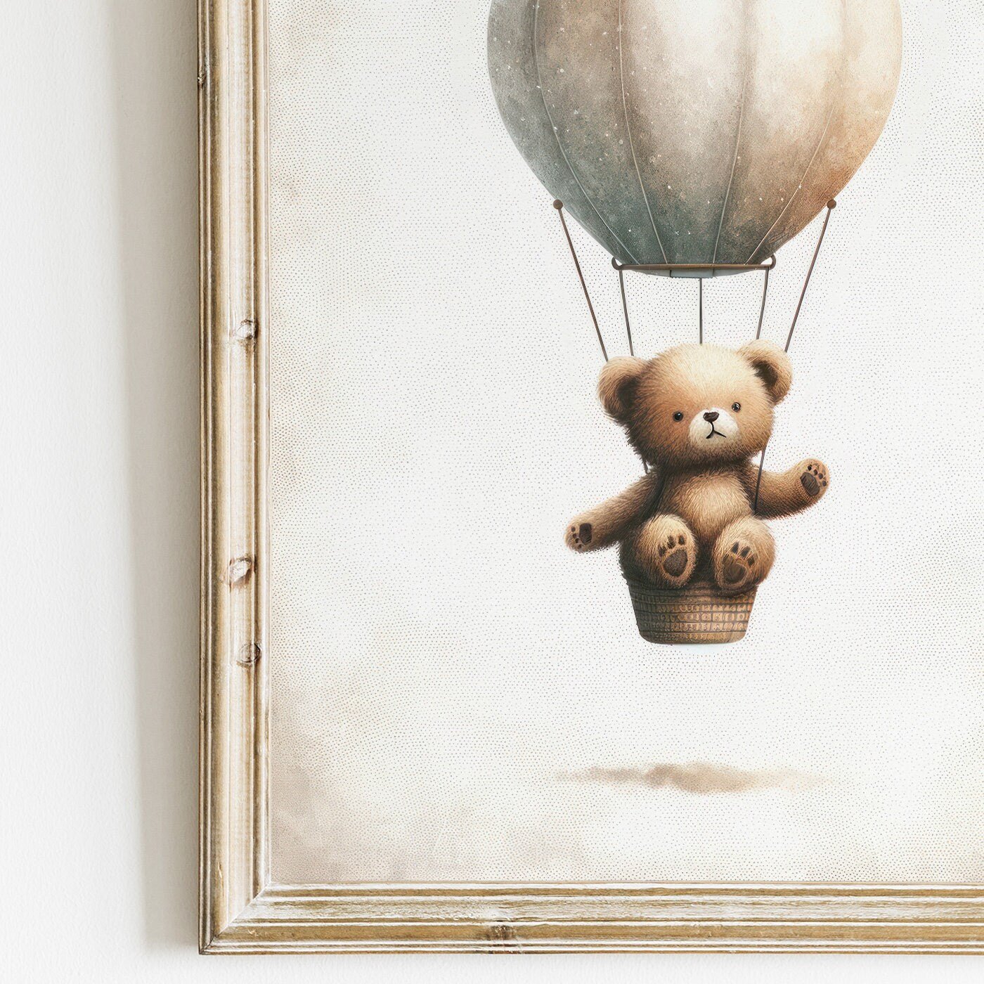 Hot Air Balloon Nursery Print, Cute Bear Wall Decor, Baby Gift - WildfieldPrints