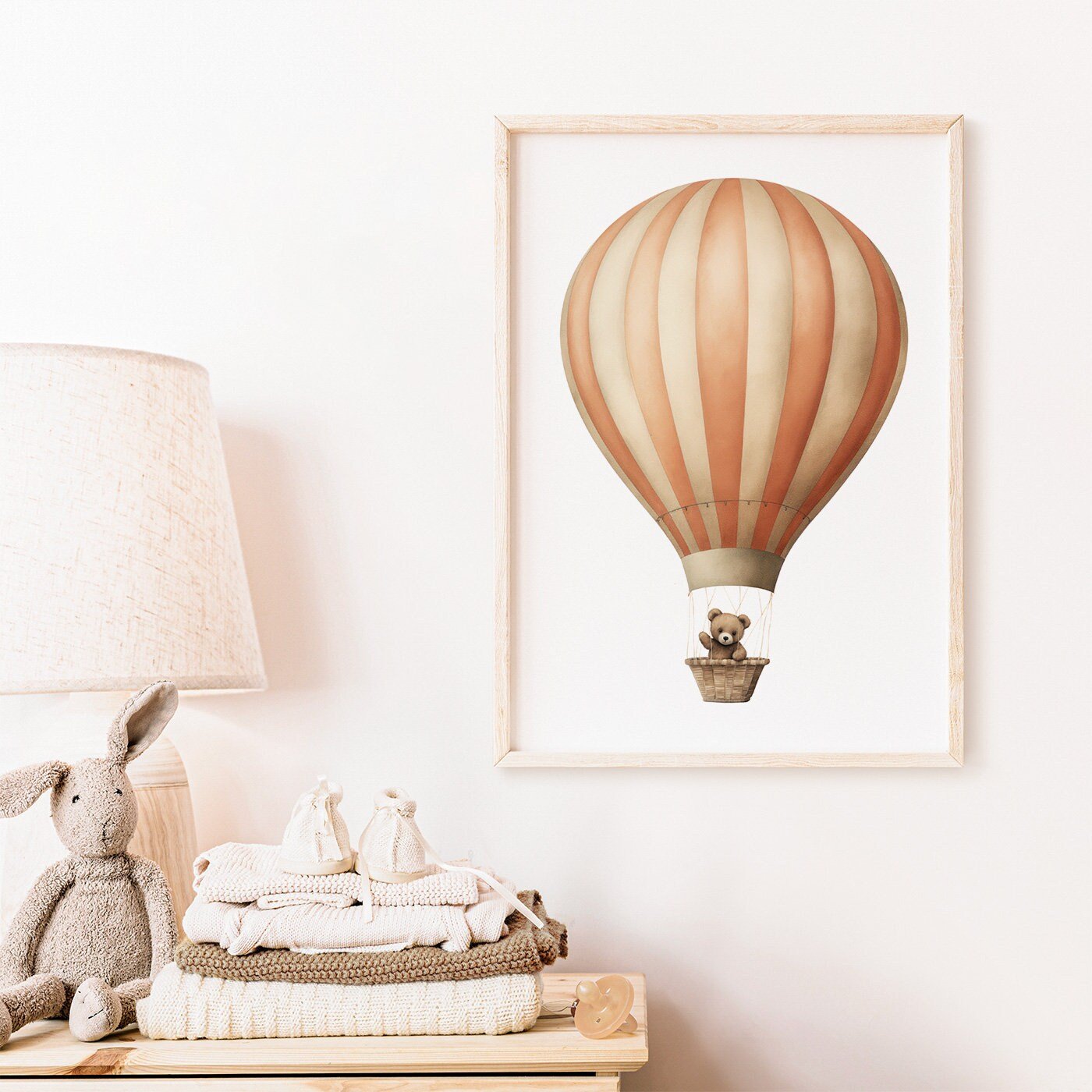 Hot Air Balloon Nursery Print, Cute Teddy Bear Decor, Baby Shower Gift - WildfieldPrints