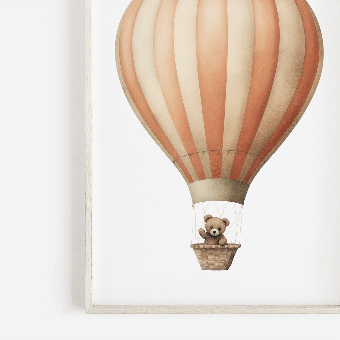 Hot Air Balloon Nursery Print, Cute Teddy Bear Decor, Baby Shower Gift - WildfieldPrints