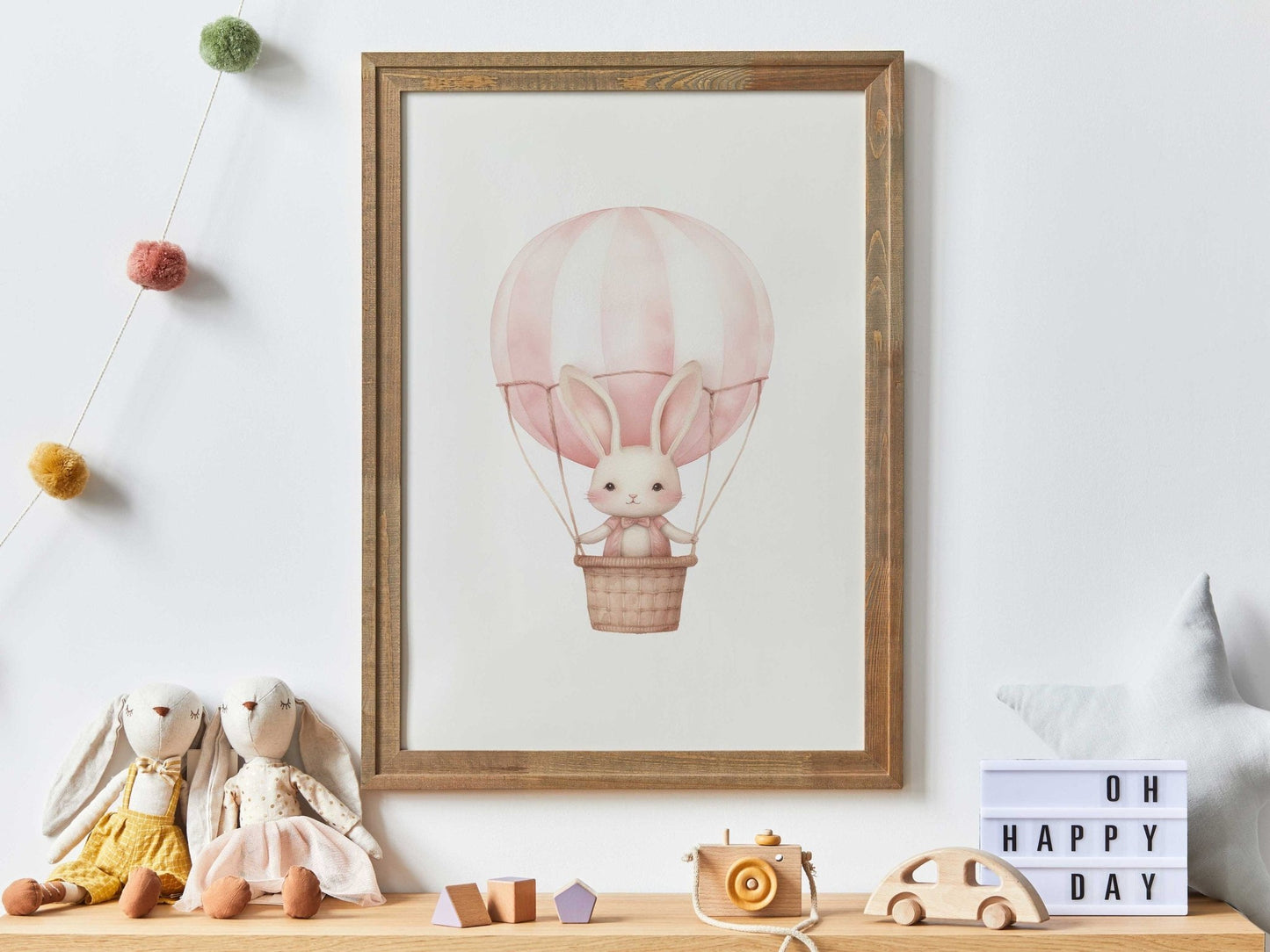 Hot Air Balloon Nursery Prints, Cute Bunny Wall Decor, Baby Shower Gift - WildfieldPrints