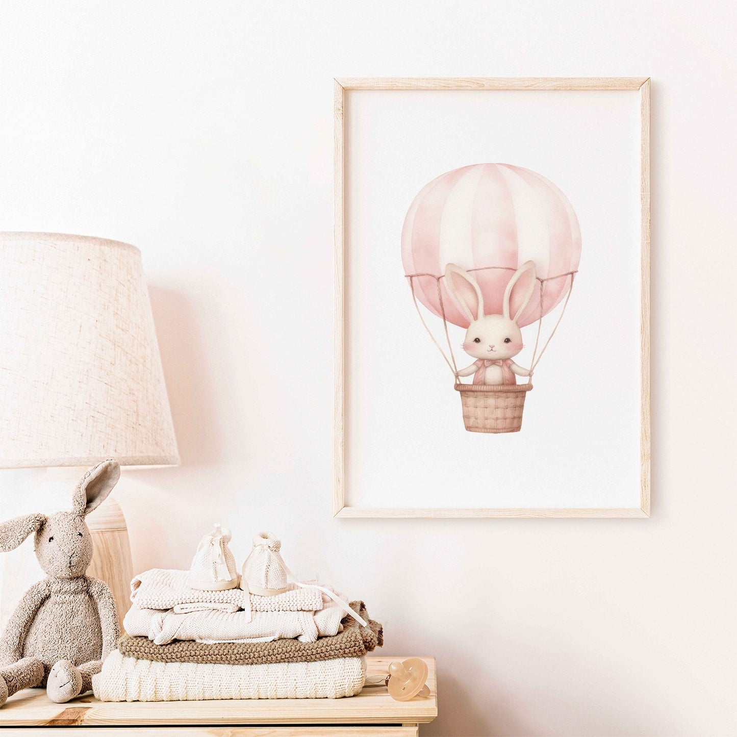 Hot Air Balloon Nursery Prints, Cute Bunny Wall Decor, Baby Shower Gift - WildfieldPrints
