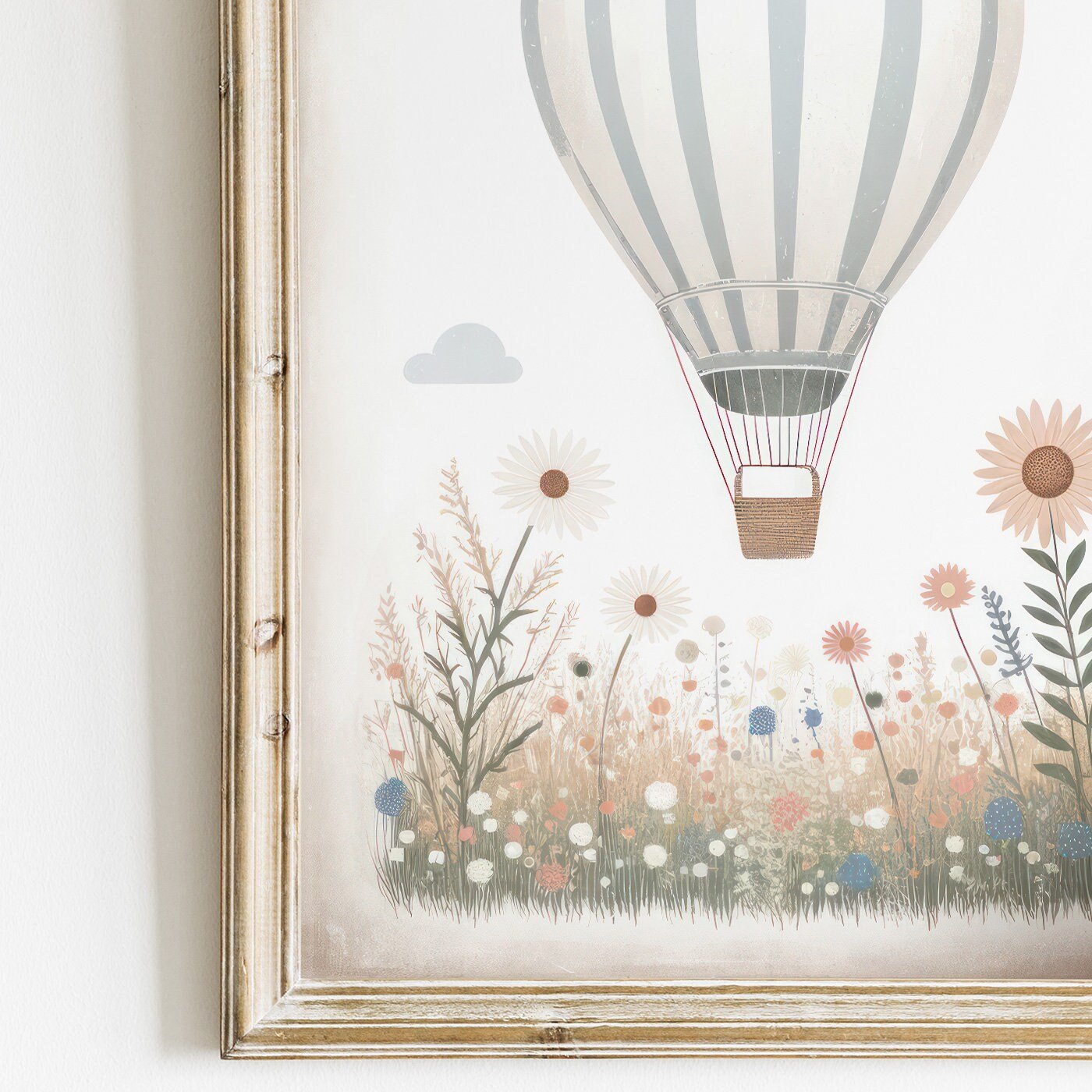 Hot Air Balloon Nursery Prints, Light - blue Wall Decor, Transportation Art - WildfieldPrints