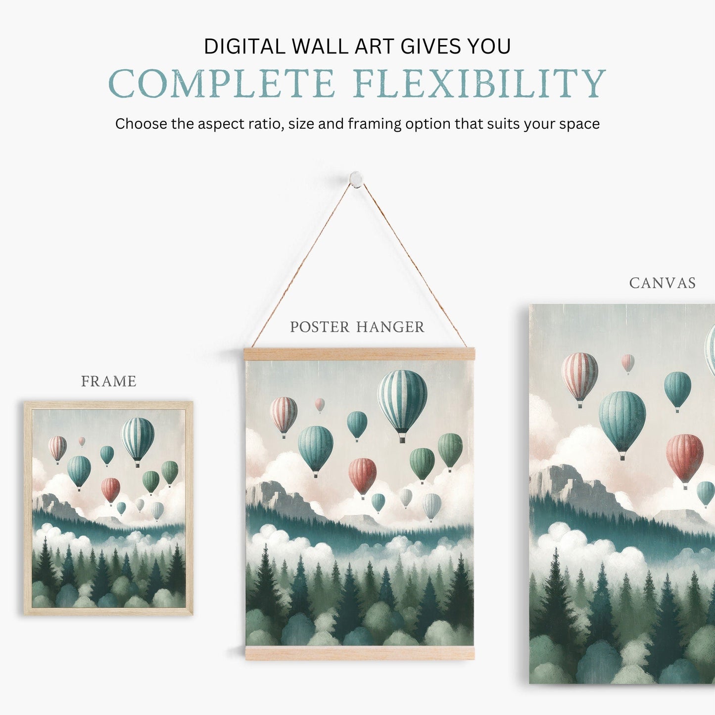 Hot Air Balloon Prints, Vintage Nursery Wall Decor, Adventure Art for Kids - WildfieldPrints