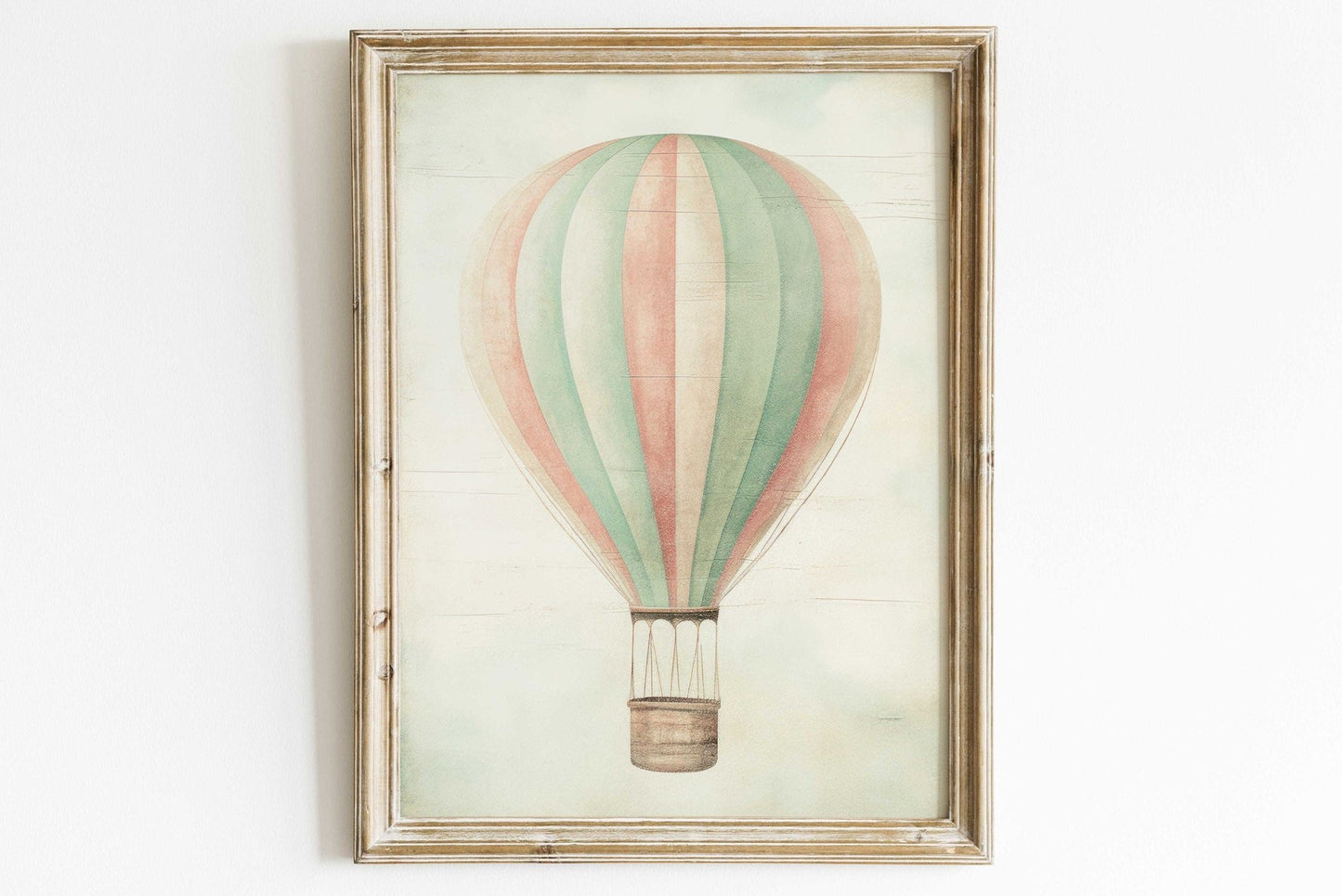 Hot Air Balloon Wall Art, Vintage Nursery Decor, Minimalist Design - WildfieldPrints