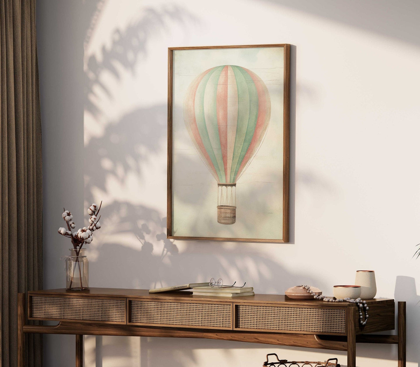 Hot Air Balloon Wall Art, Vintage Nursery Decor, Minimalist Design - WildfieldPrints