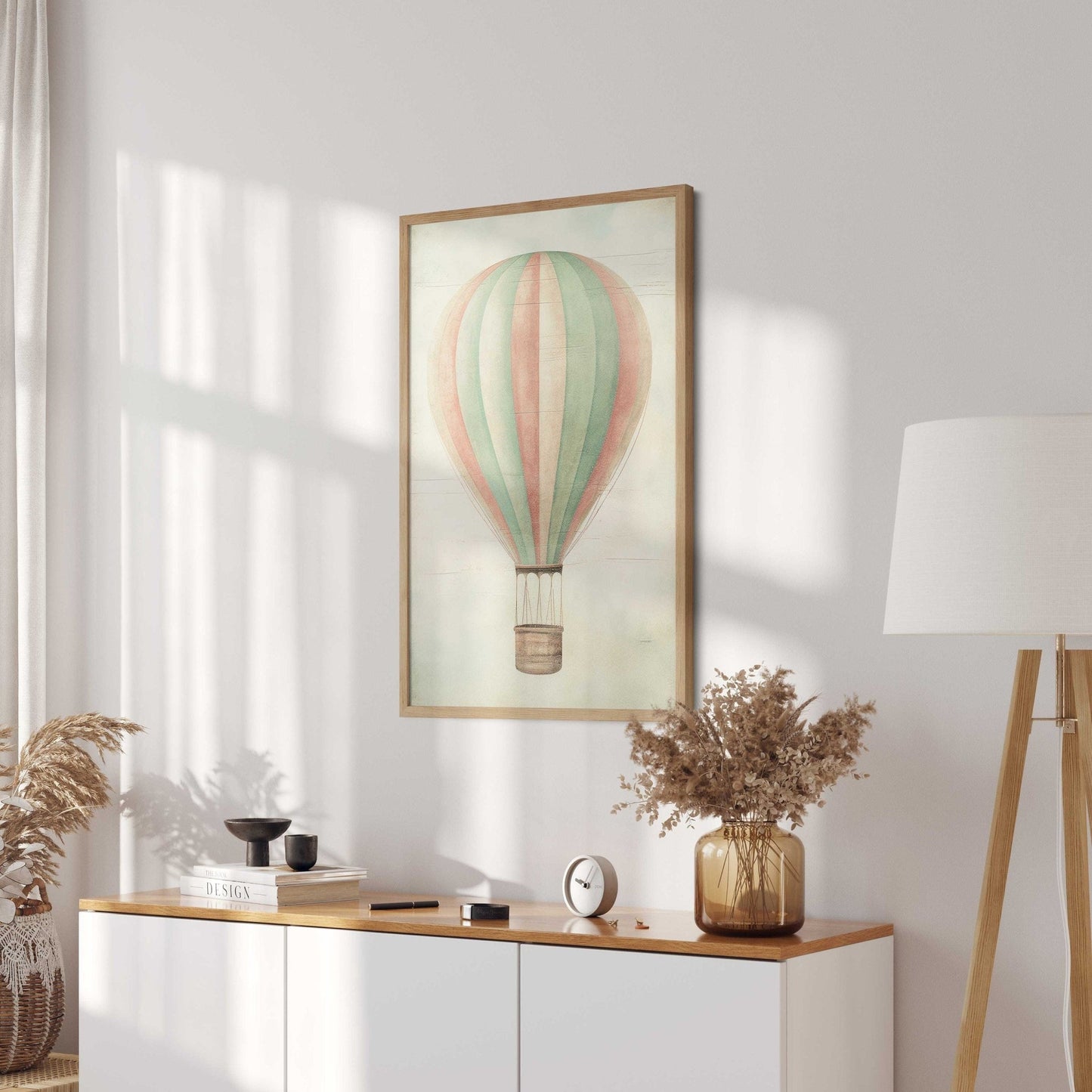 Hot Air Balloon Wall Art, Vintage Nursery Decor, Minimalist Design - WildfieldPrints