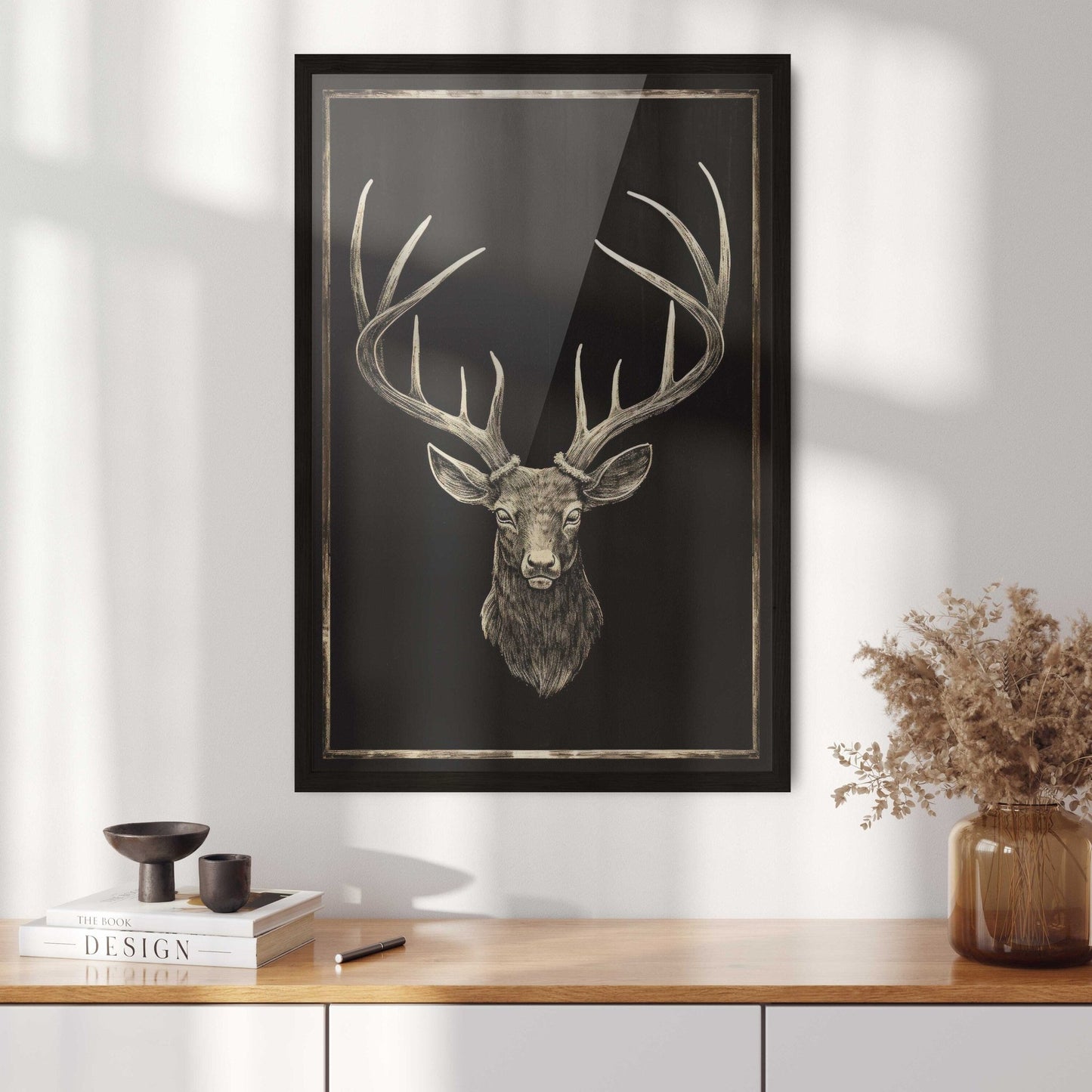 Hunting Print, Deer Wall Art, Forest Animal Decor, Vintage Buck Art - WildfieldPrints