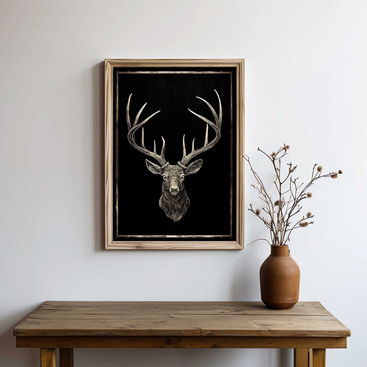 Hunting Print, Deer Wall Art, Forest Animal Decor, Vintage Buck Art - WildfieldPrints