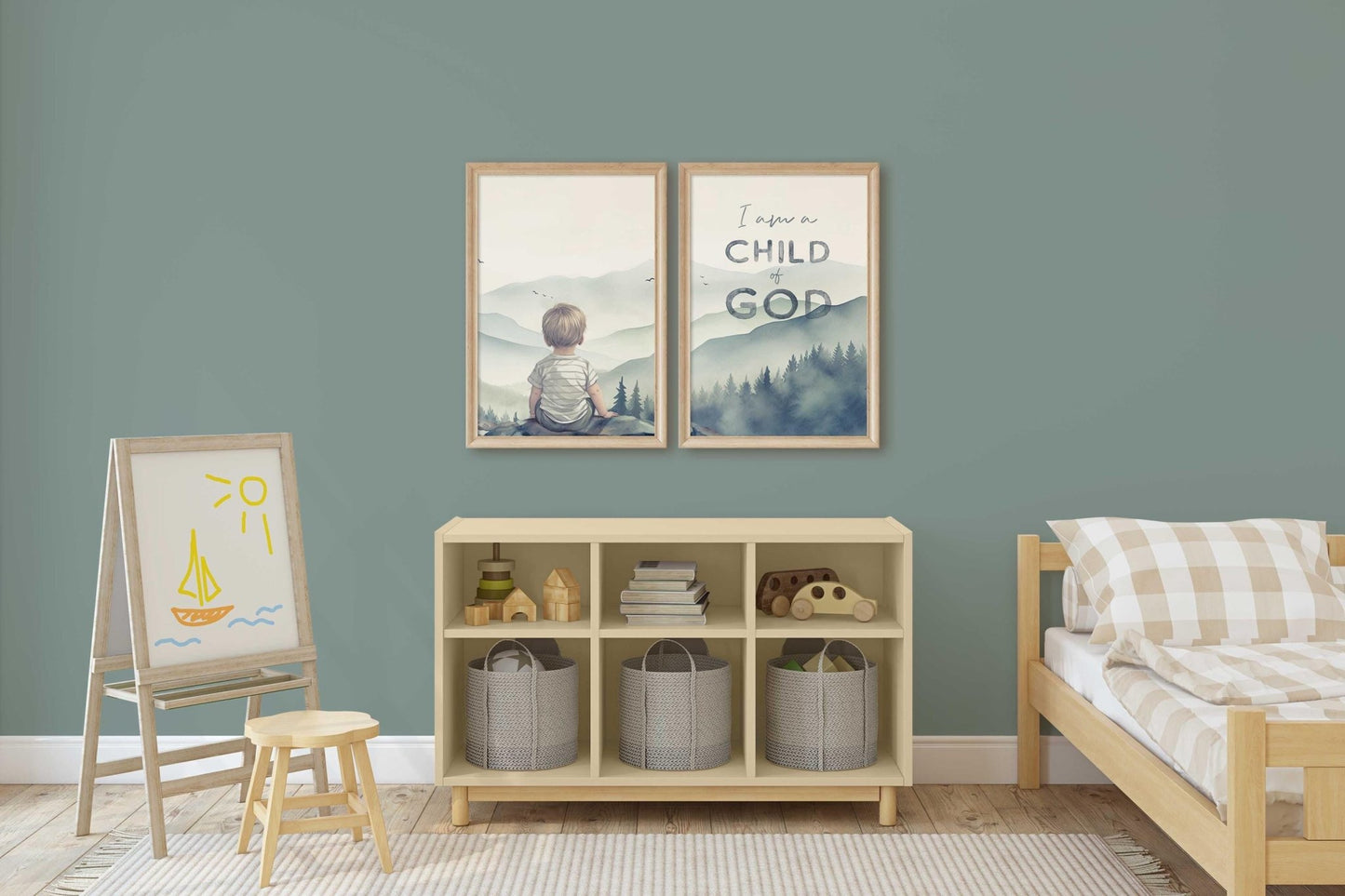 I Am a Child of God Bible Verse Nursery Wall Art, Christian Boy Decor - WildfieldPrints
