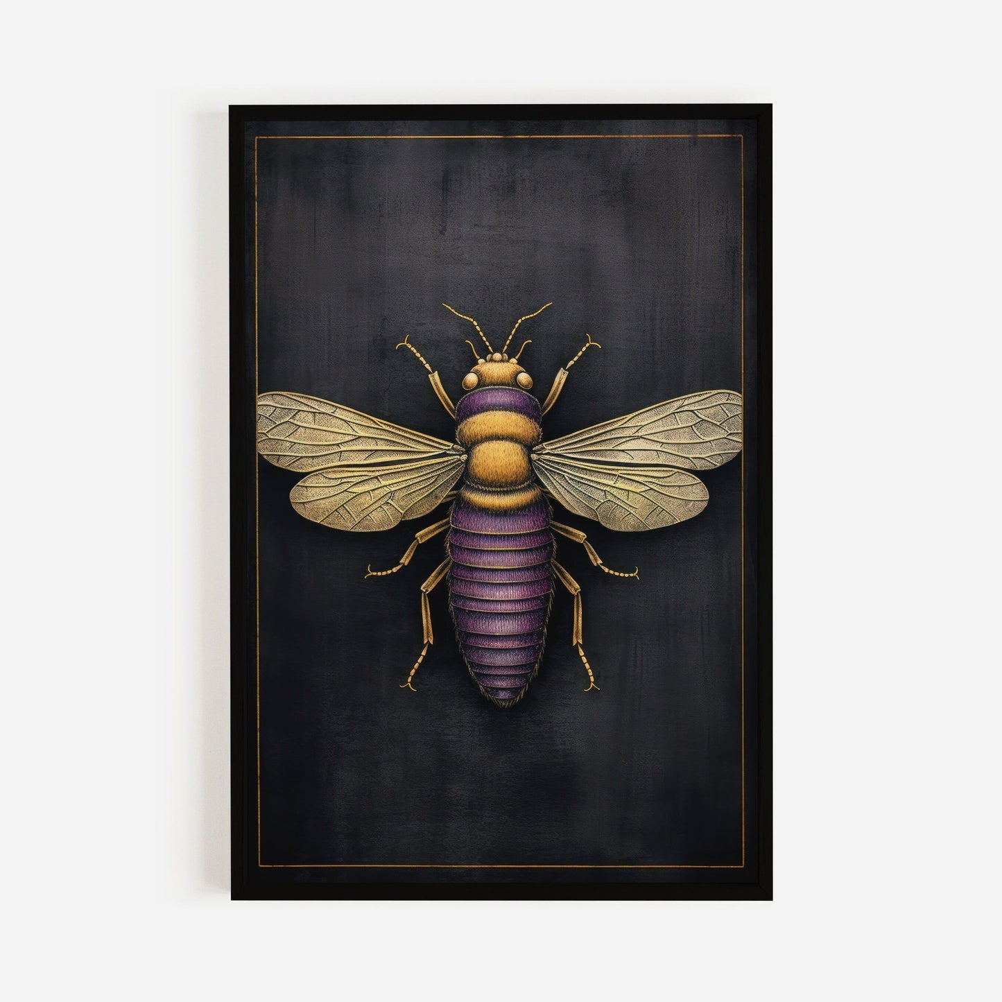 Insect Wall Art, Vintage Black Decor, Chalkboard Insect Print - WildfieldPrints