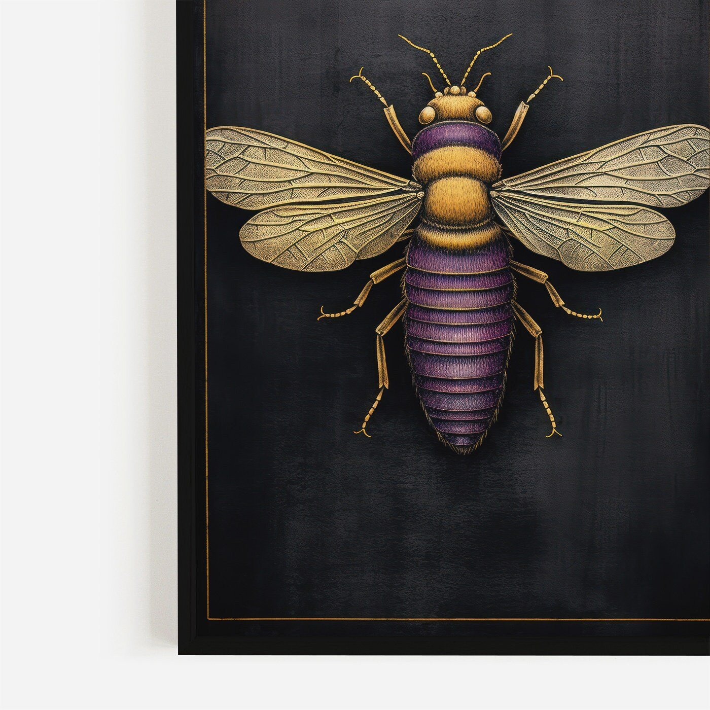 Insect Wall Art, Vintage Black Decor, Chalkboard Insect Print - WildfieldPrints
