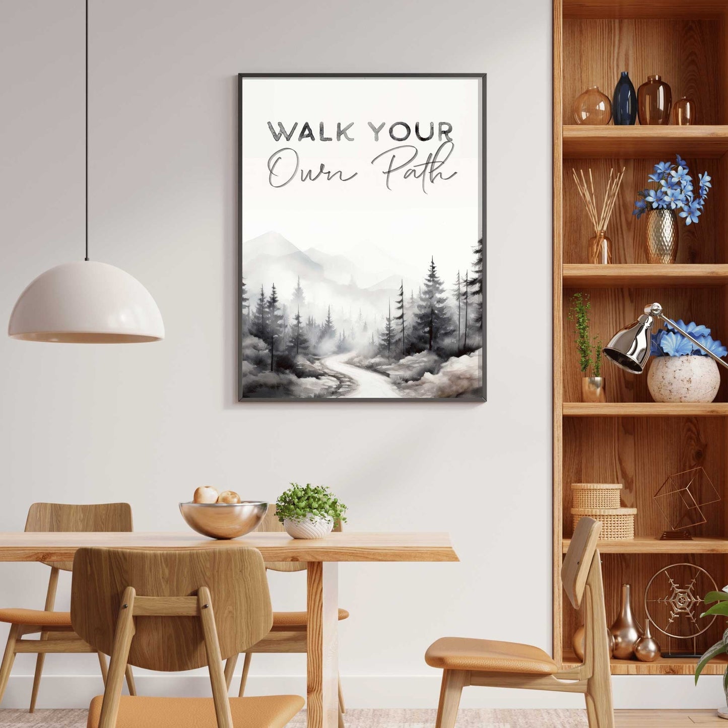 Inspirational Quote Print, 'Walk Your Own Path', Motivational Wall Decor, Watercolor Forest Art - WildfieldPrints