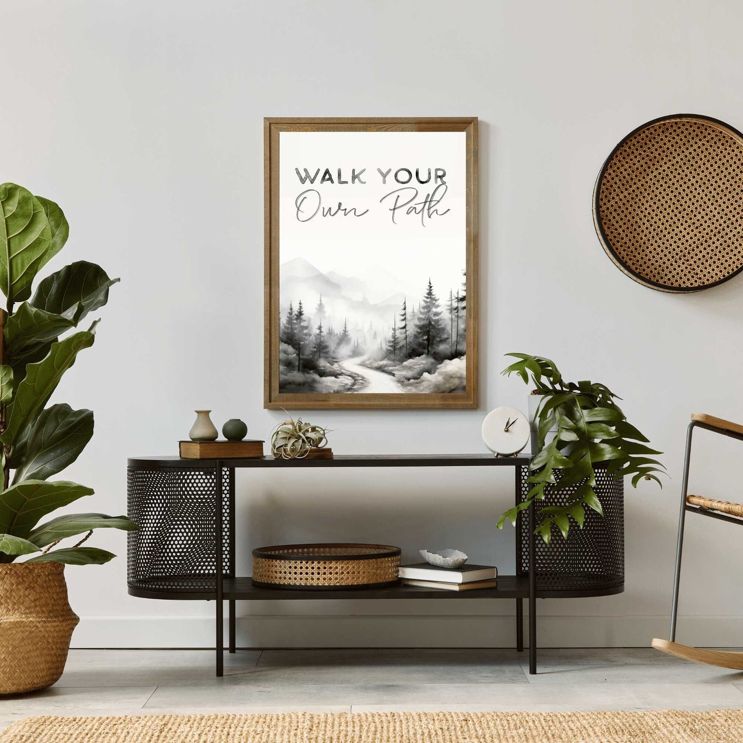 Inspirational Quote Print, 'Walk Your Own Path', Motivational Wall Decor, Watercolor Forest Art - WildfieldPrints