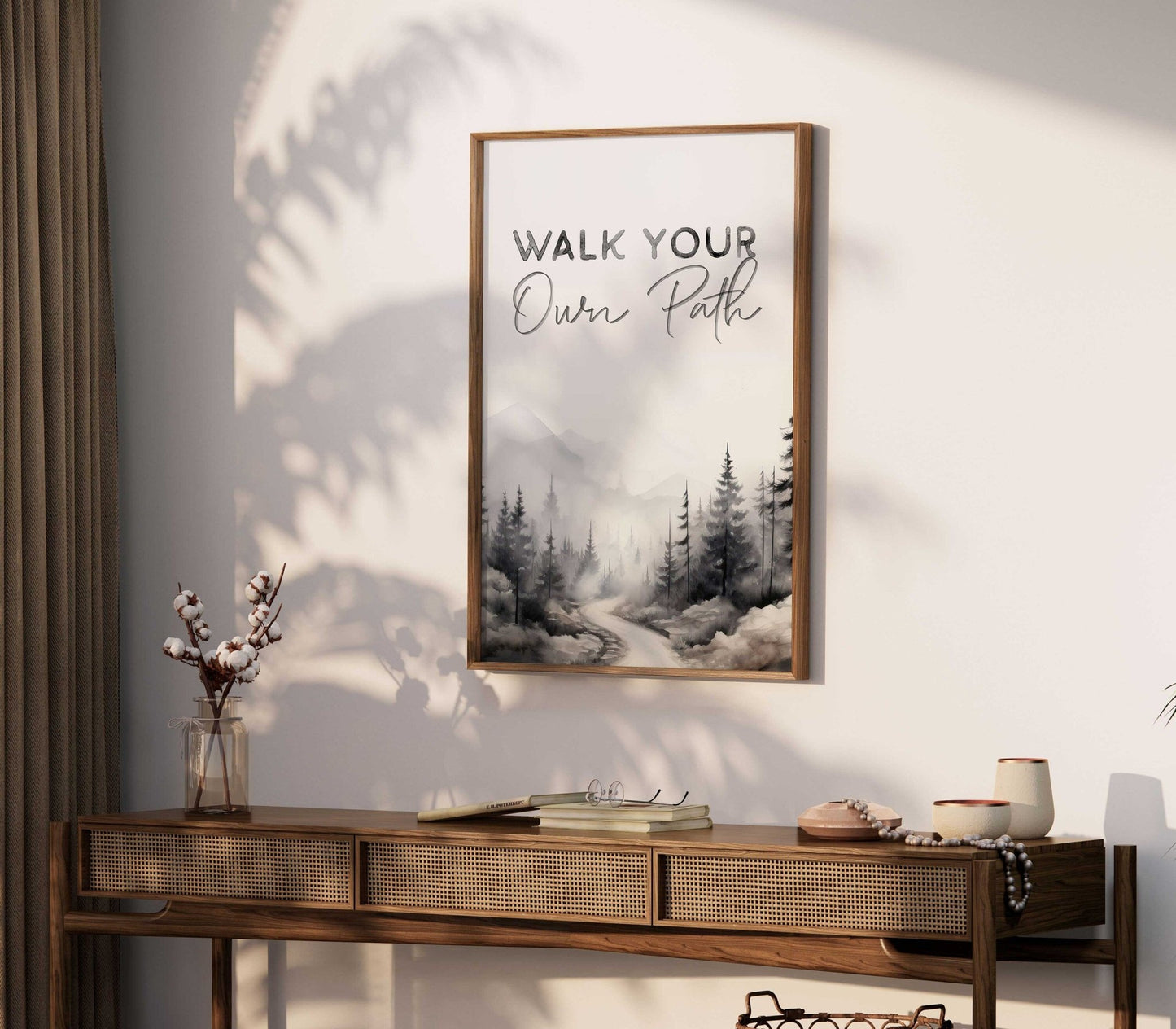 Inspirational Quote Print, 'Walk Your Own Path', Motivational Wall Decor, Watercolor Forest Art - WildfieldPrints