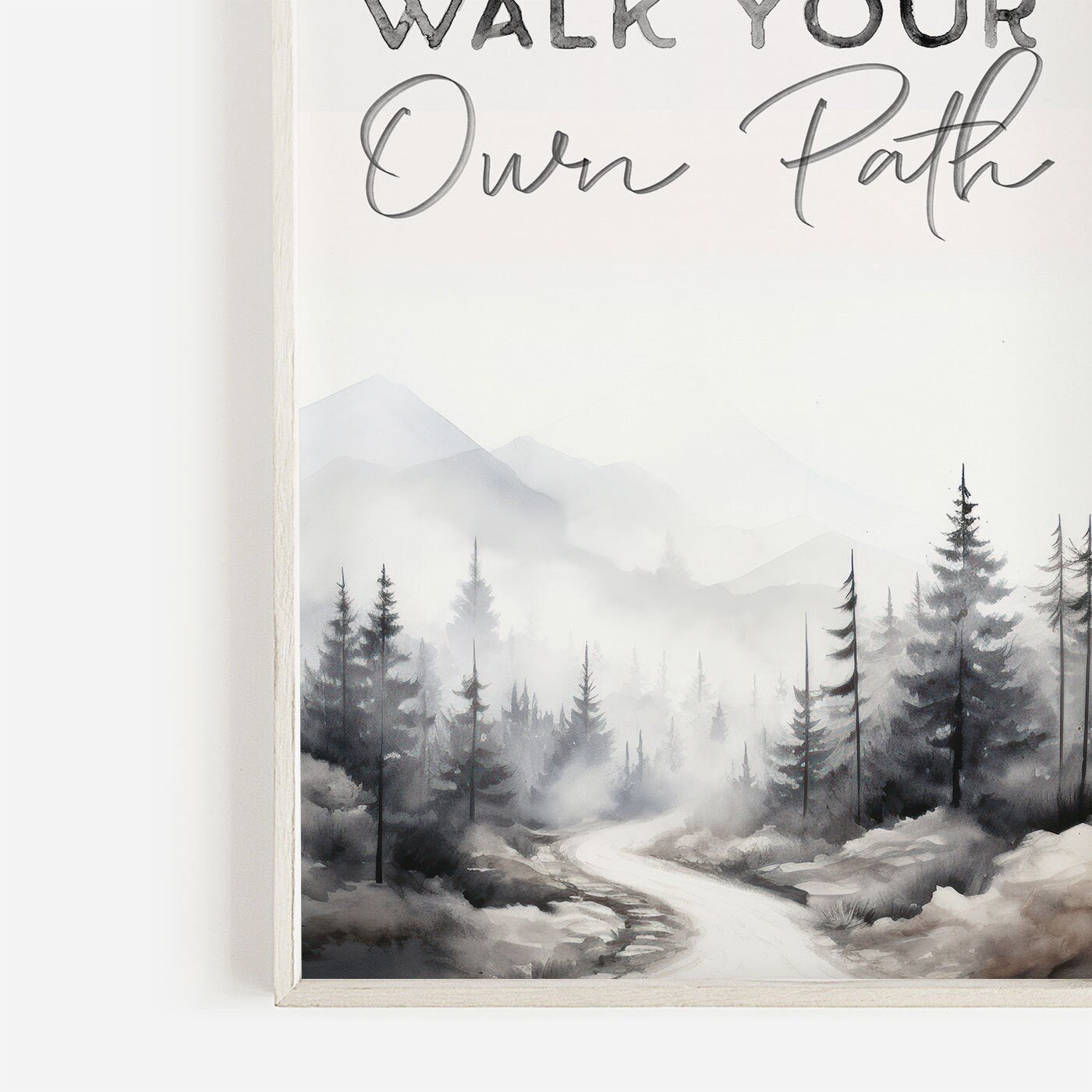 Inspirational Quote Print, 'Walk Your Own Path', Motivational Wall Decor, Watercolor Forest Art - WildfieldPrints