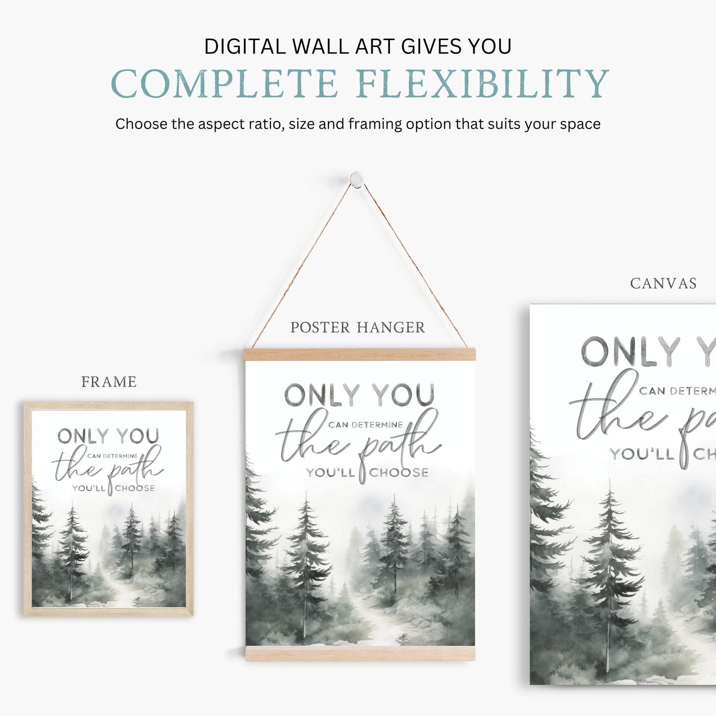 Inspirational Quote Wall Art, Motivational Nature Print, Vintage Forest Decor - WildfieldPrints