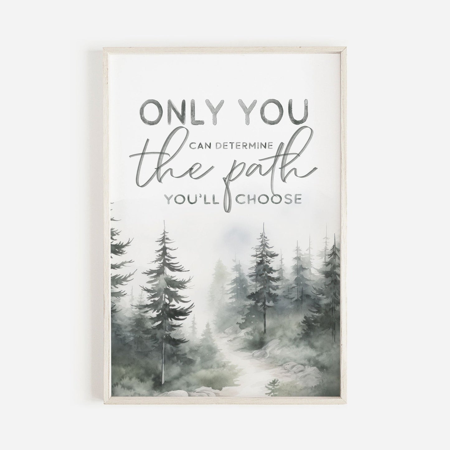Inspirational Quote Wall Art, Motivational Nature Print, Vintage Forest Decor - WildfieldPrints