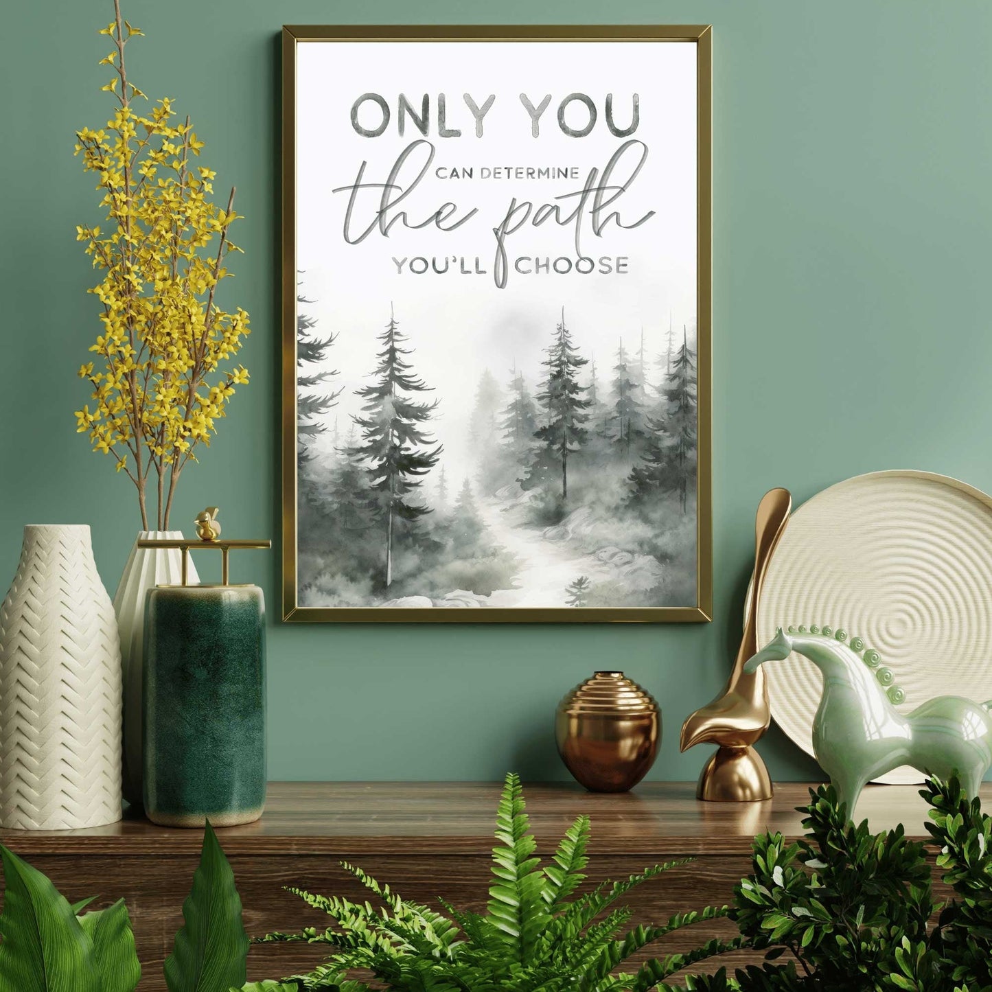 Inspirational Quote Wall Art, Motivational Nature Print, Vintage Forest Decor - WildfieldPrints