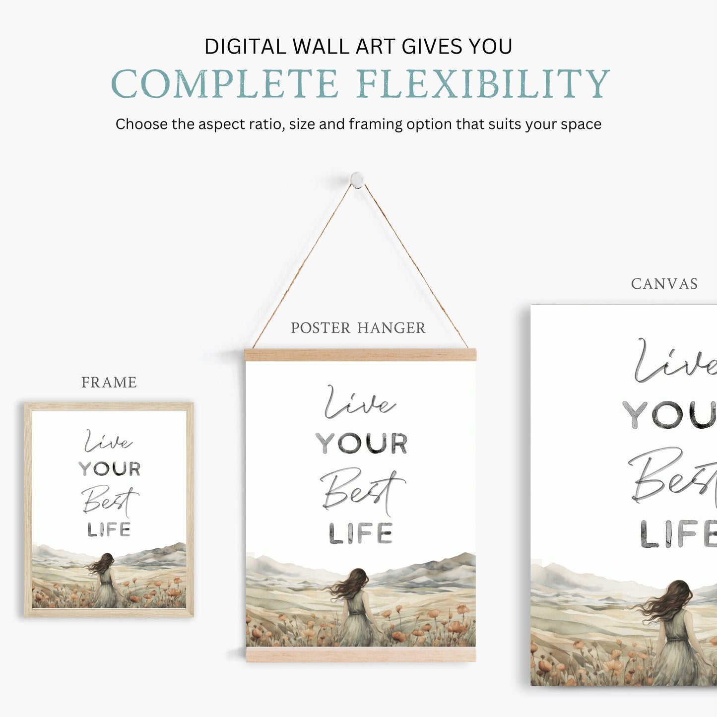 Inspirational Wall Art, Motivational Quote Print, Positive Saying Decor - WildfieldPrints