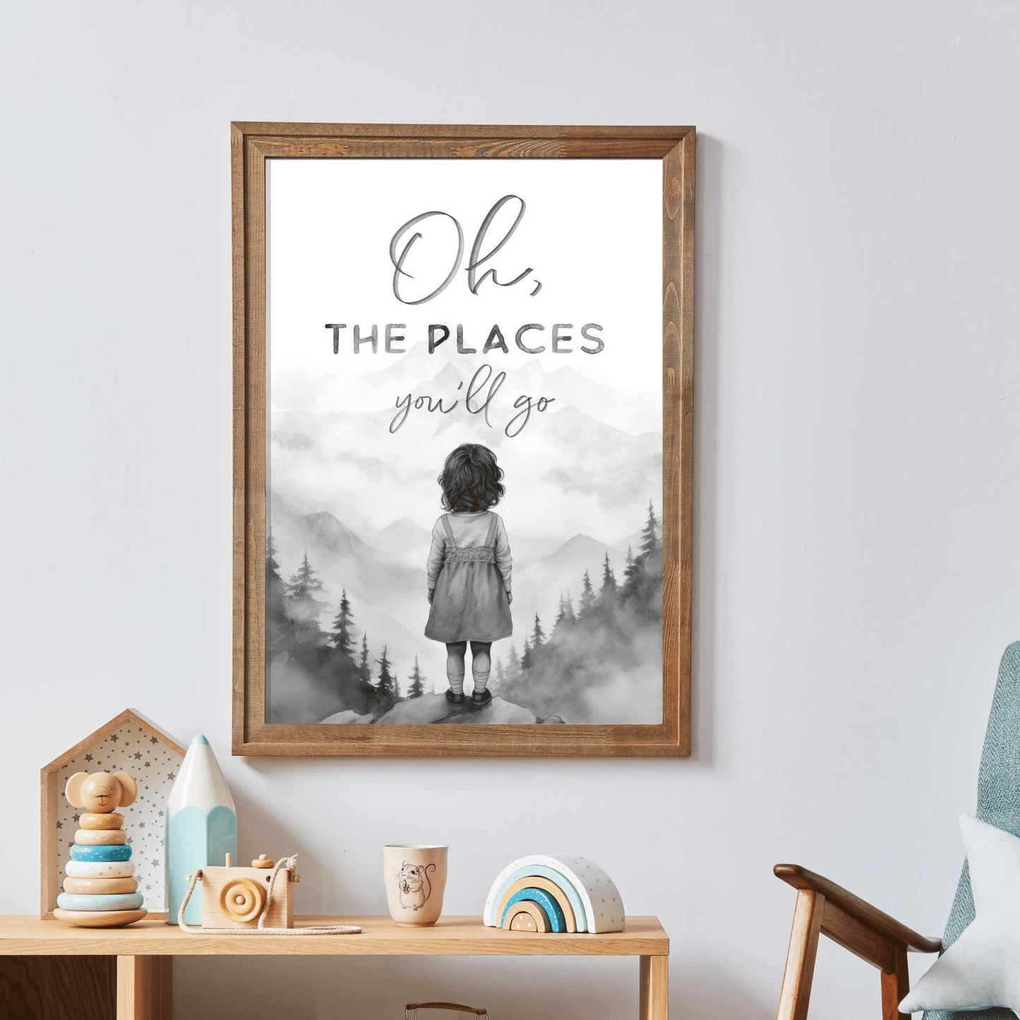 Inspiring Nursery Art, Oh The Places You'll Go, Girl's Room Decor - WildfieldPrints