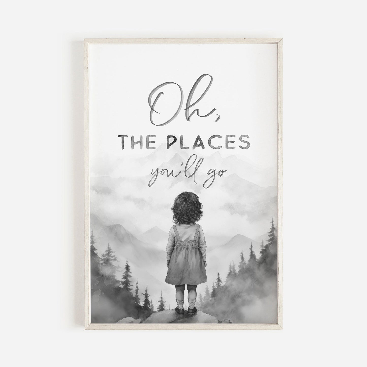 Inspiring Nursery Art, Oh The Places You'll Go, Girl's Room Decor - WildfieldPrints