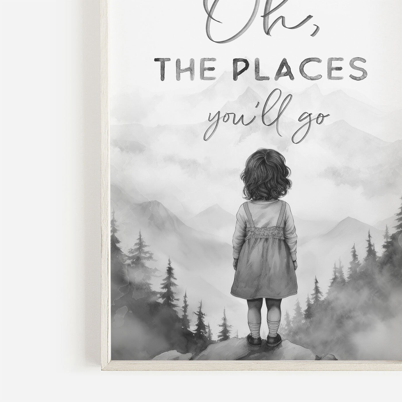 Inspiring Nursery Art, Oh The Places You'll Go, Girl's Room Decor - WildfieldPrints
