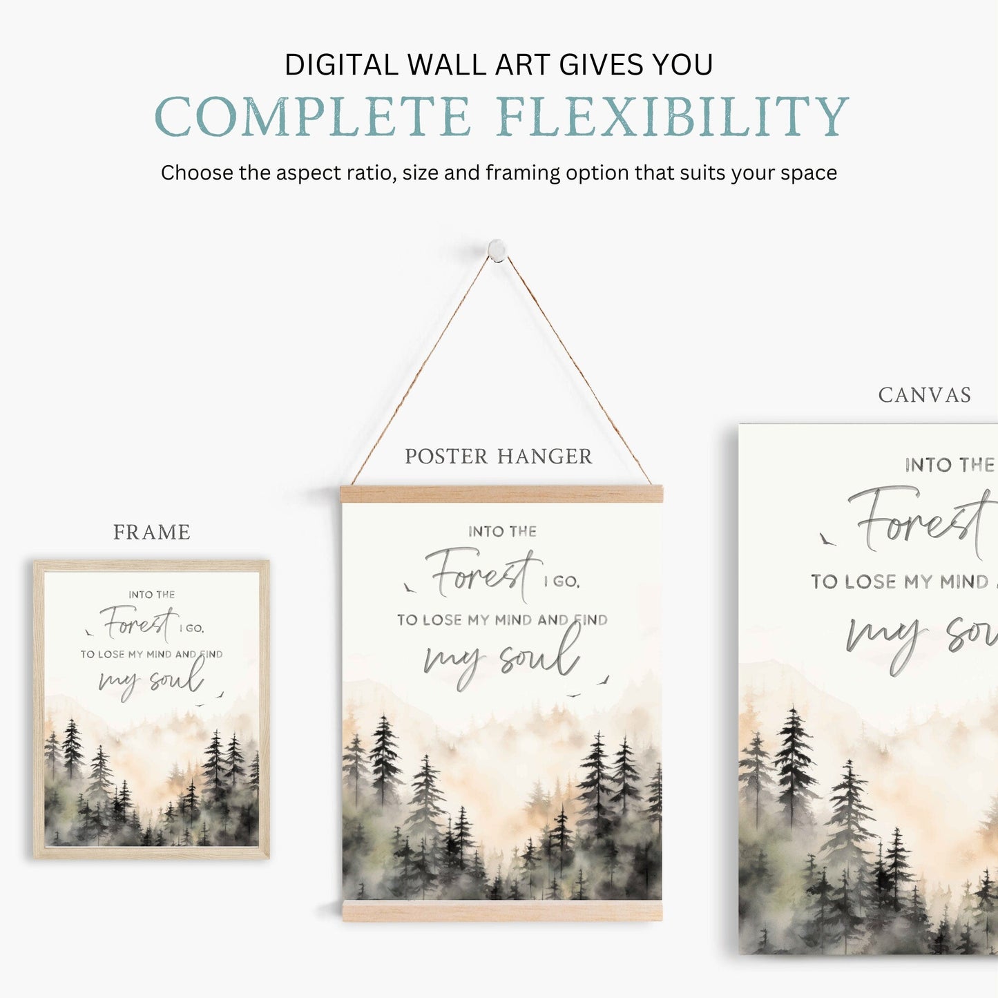 Into the Forest Quote Art, Adventure & Hiking Decor, Nature Print - WildfieldPrints
