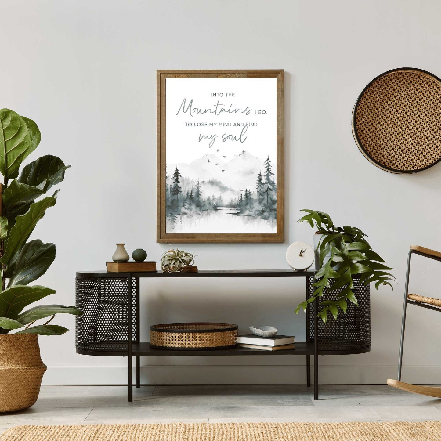 Into the Mountains Wall Art, Adventure & Hiking Quote Print, Nature Decor - WildfieldPrints