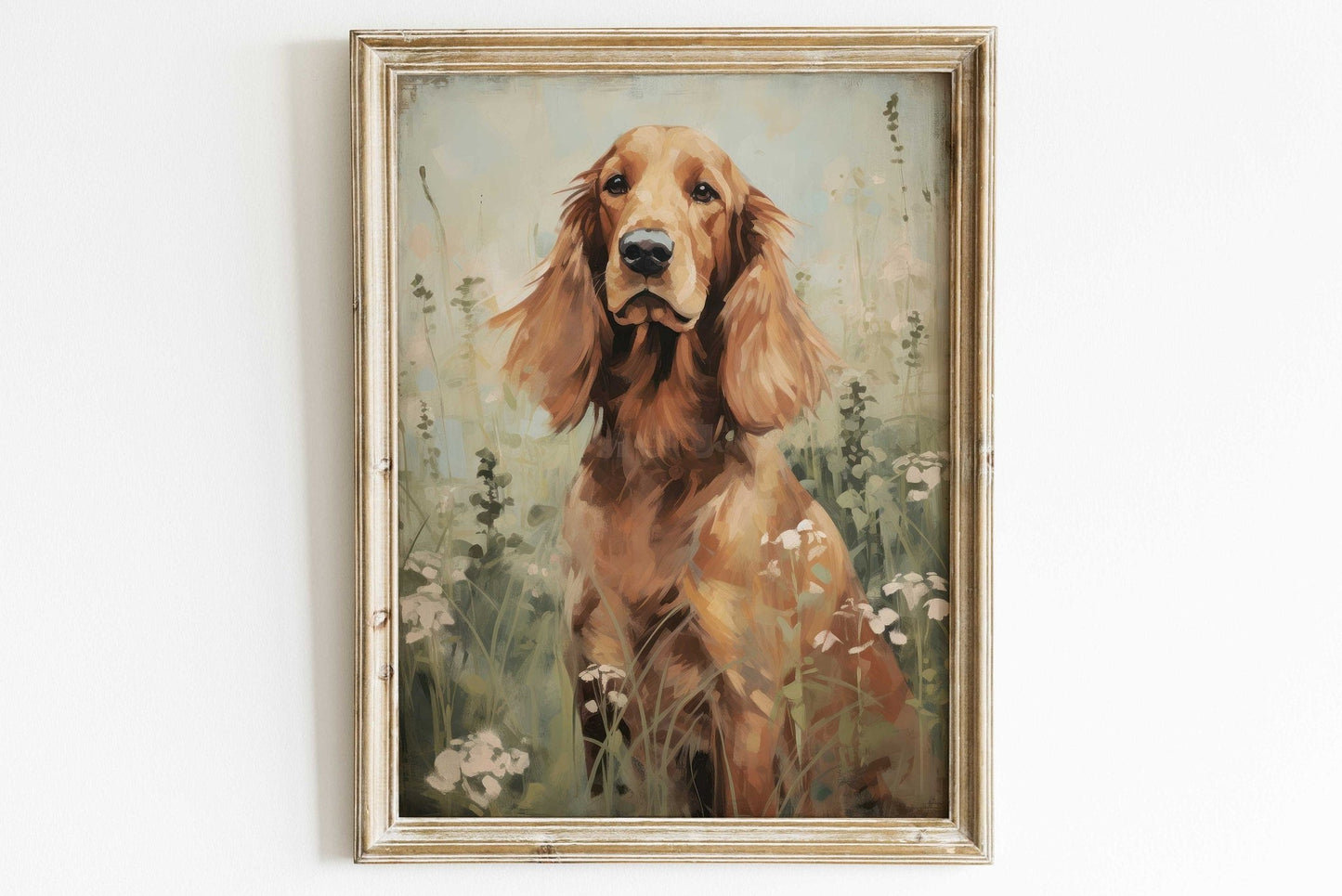 Irish Setter Art Print, Vintage Dog Decor, Portrait for Dog Lovers - WildfieldPrints