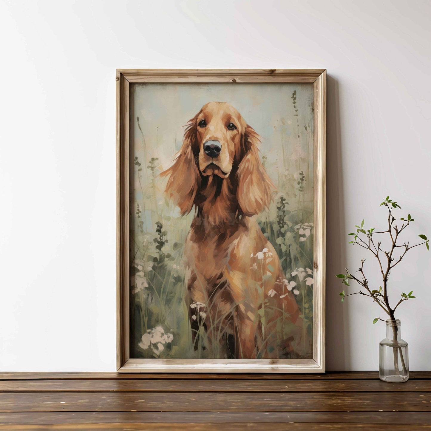 Irish Setter Art Print, Vintage Dog Decor, Portrait for Dog Lovers - WildfieldPrints