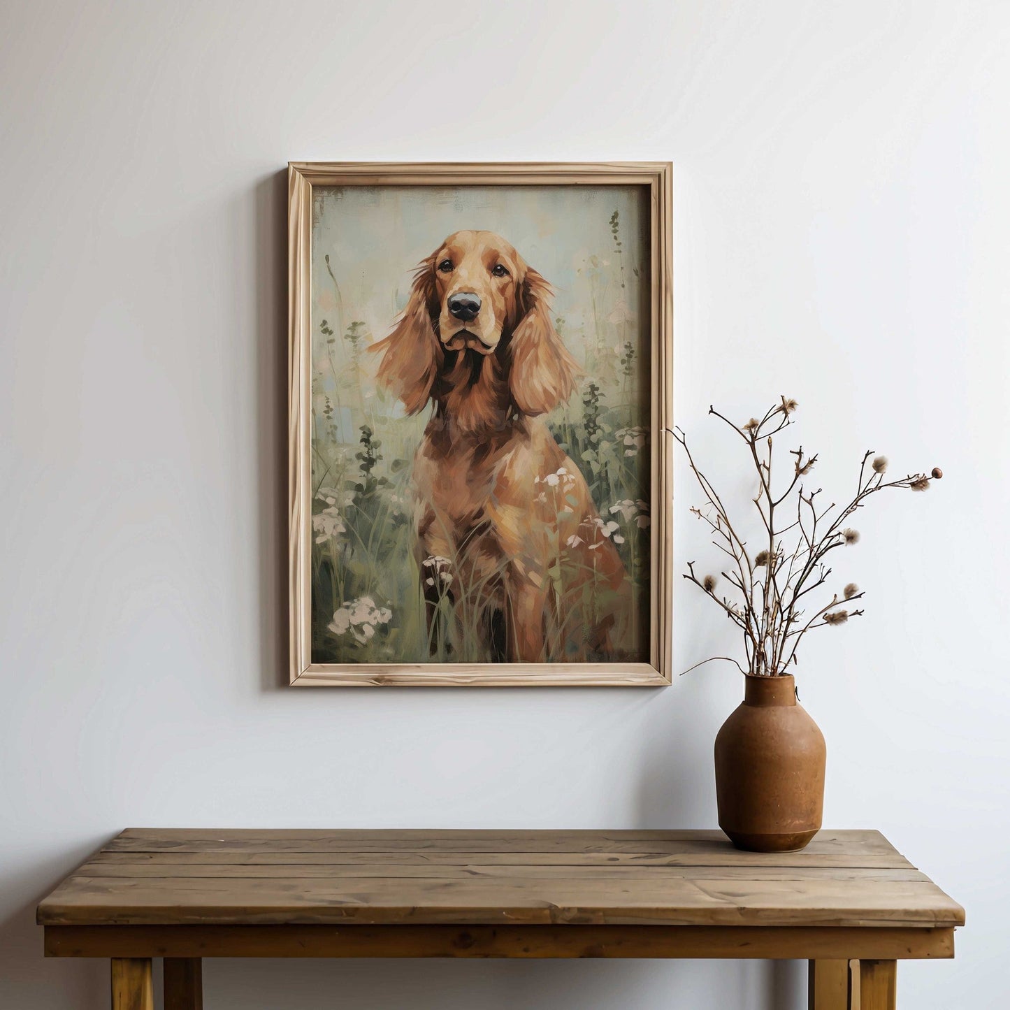 Irish Setter Art Print, Vintage Dog Decor, Portrait for Dog Lovers - WildfieldPrints
