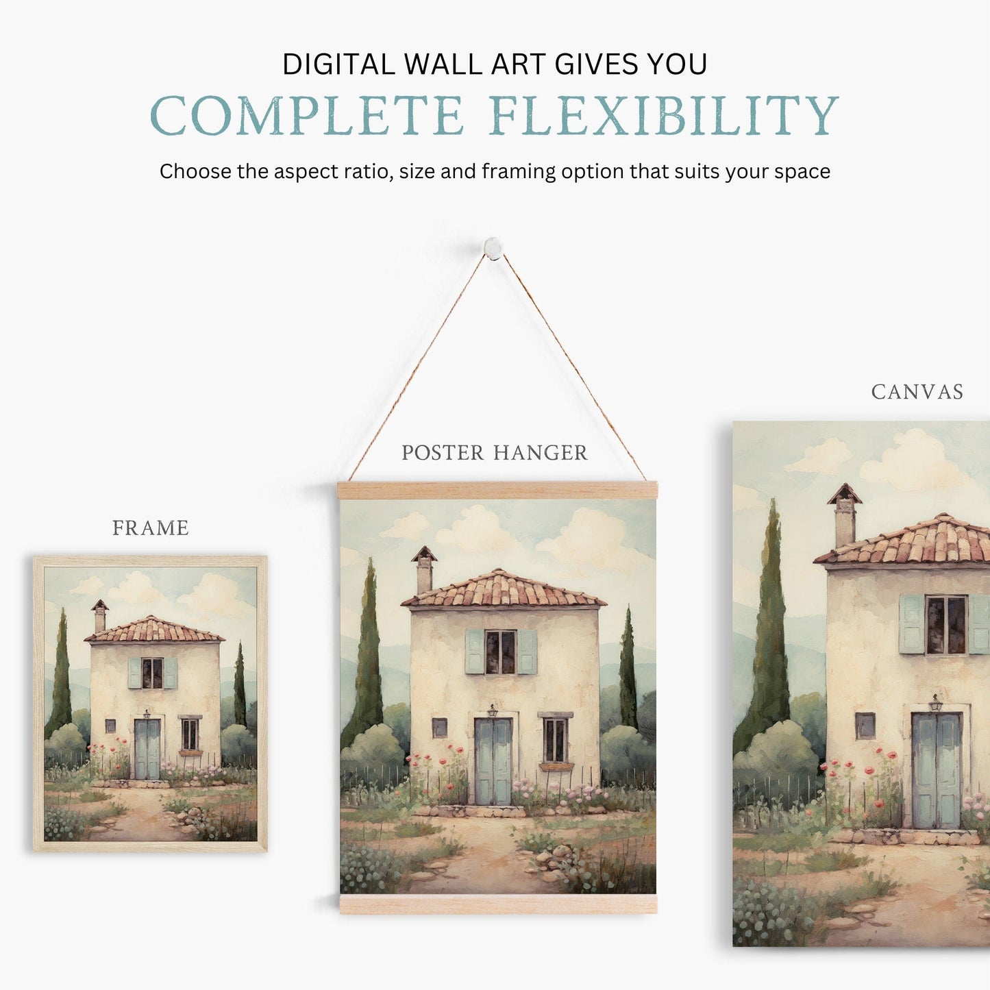 Italian Stone House Print, Rustic Mediterranean Wall Decor, Vintage Charm - WildfieldPrints
