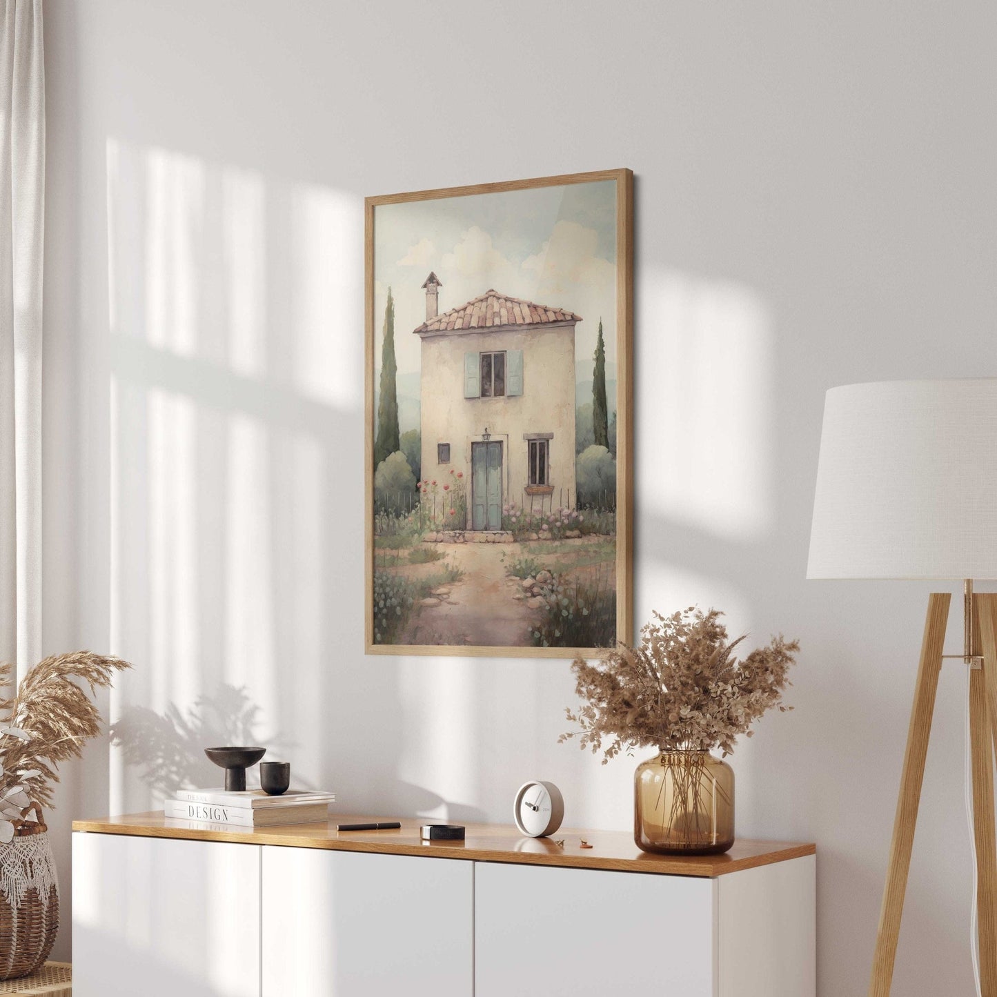 Italian Stone House Print, Rustic Mediterranean Wall Decor, Vintage Charm - WildfieldPrints