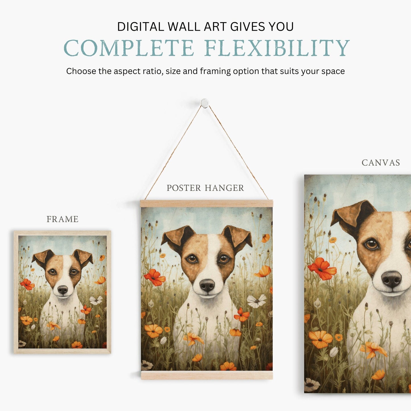 Jack Russel Print, Vintage Dog Portrait, Unique Wall Decor Gift - WildfieldPrints
