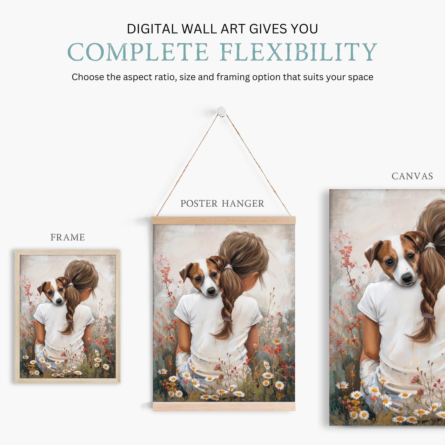Jack Russell Art Nursery, Girl & Dog Wall Decor, Kids Room Print - WildfieldPrints