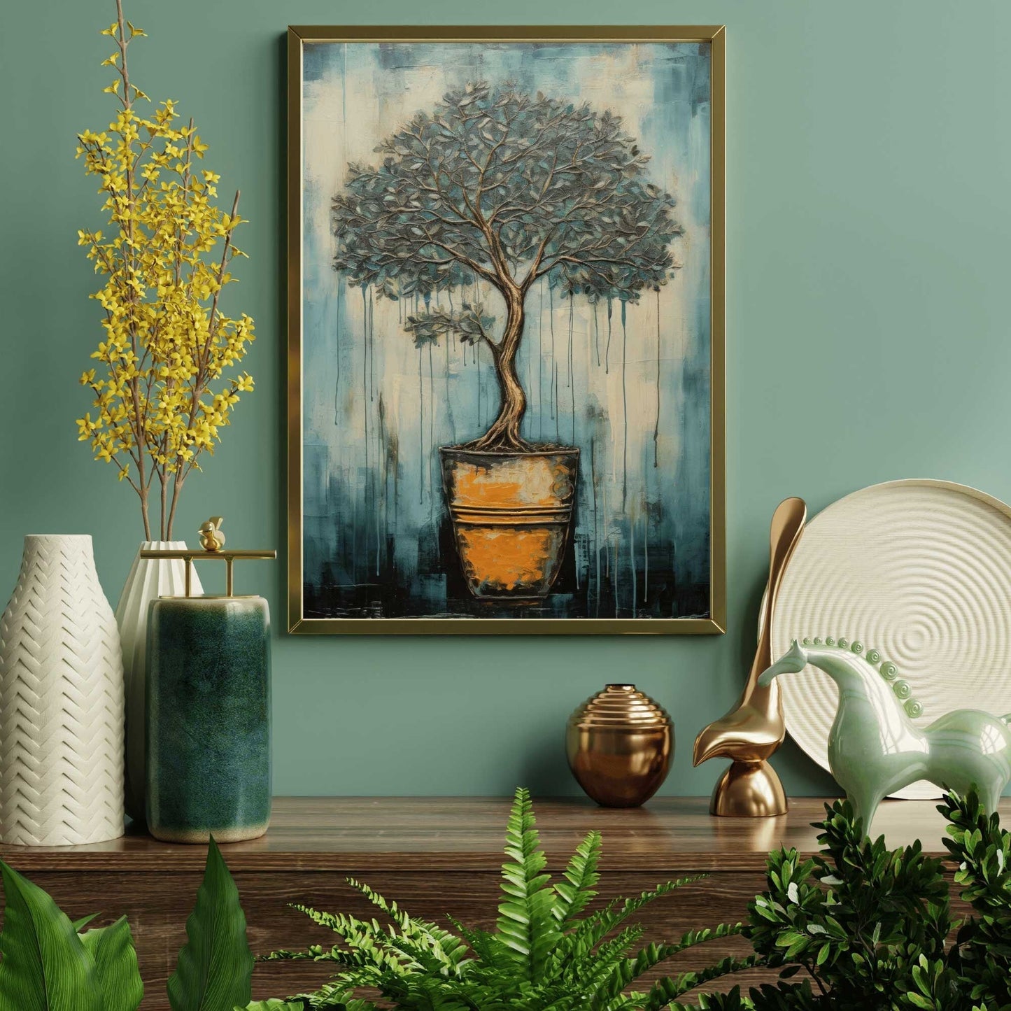 Japanese Wall Art, Bonsai Tree Print, Vintage Tree Decor, Floral Botanical Painting - WildfieldPrints