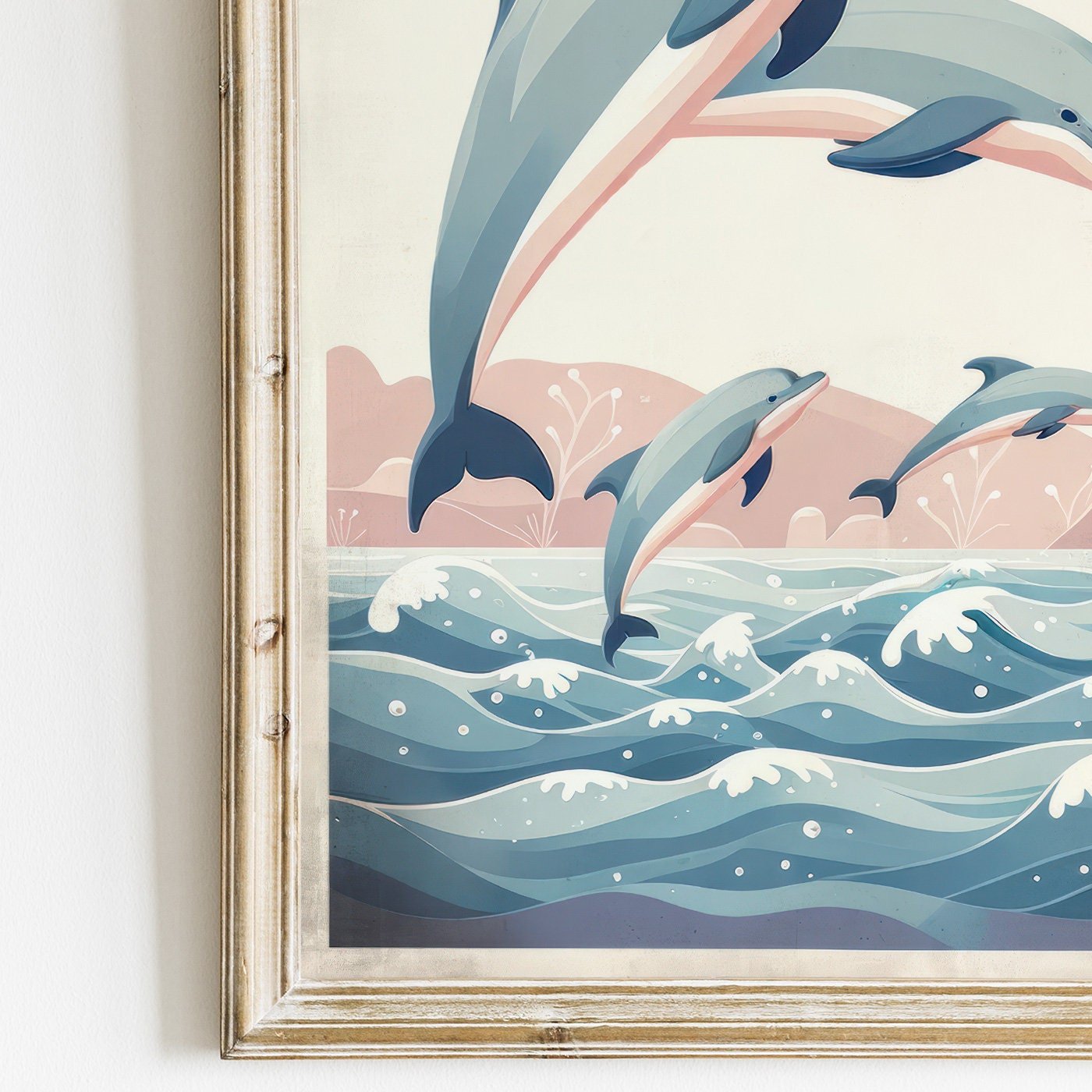 Jumping Dolphins Nursery Print, Ocean Theme Decor, Sea Animal Wall Art - WildfieldPrints