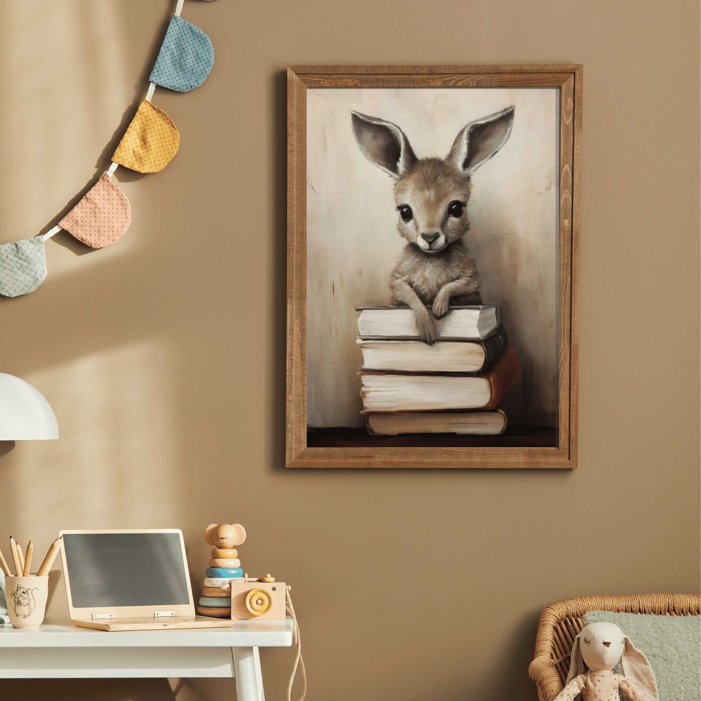 Kangaroo Print, Books & Reading Decor, Learning Kids Room Decor - WildfieldPrints
