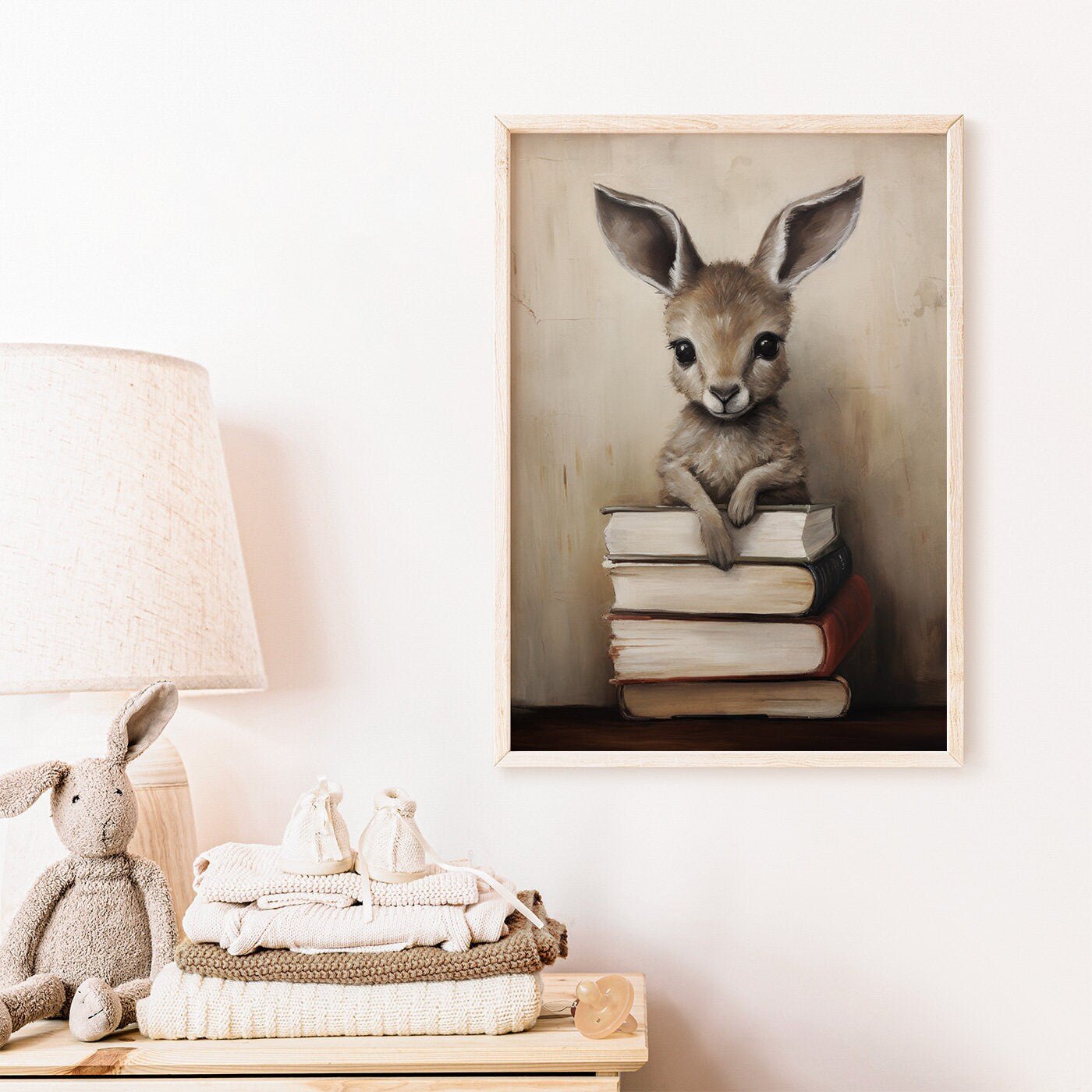 Kangaroo Print, Books & Reading Decor, Learning Kids Room Decor - WildfieldPrints