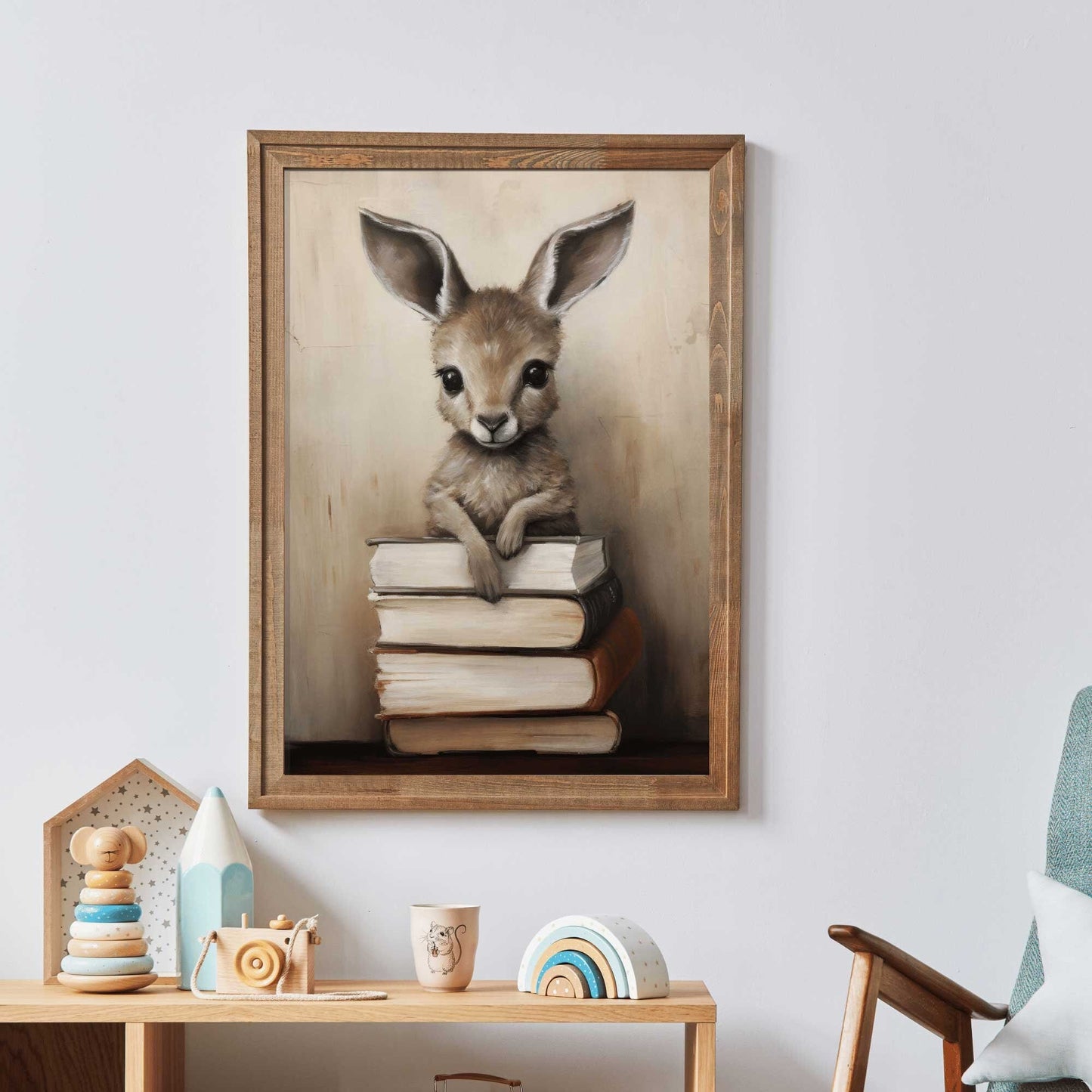 Kangaroo Print, Books & Reading Decor, Learning Kids Room Decor - WildfieldPrints