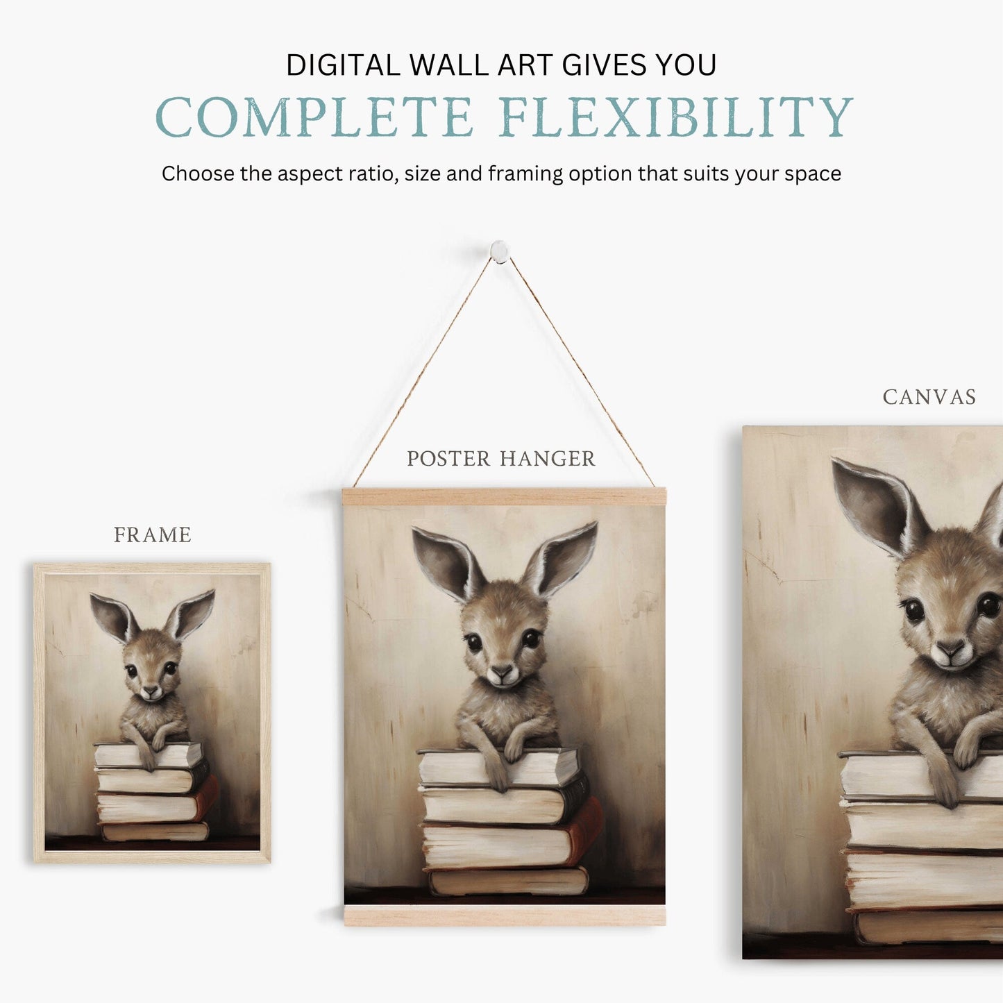 Kangaroo Print, Books & Reading Decor, Learning Kids Room Decor - WildfieldPrints