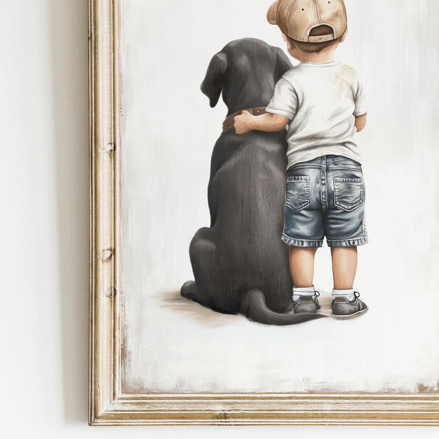 Labrador Dog Art Print, Boy Room Decor, Black Retriever Artwork - WildfieldPrints