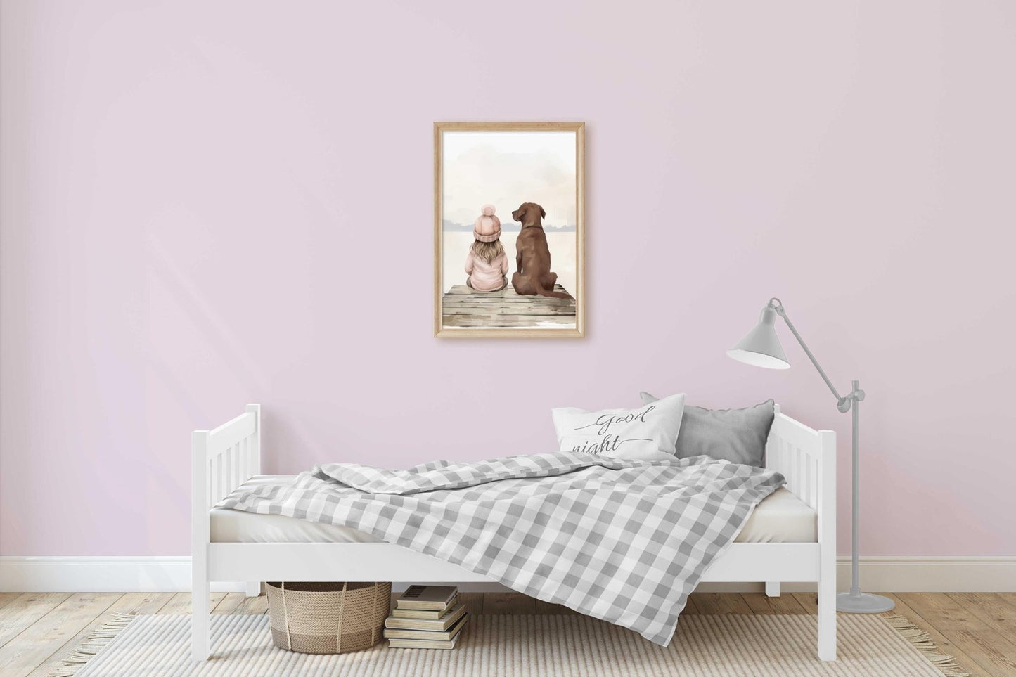 Labrador Nursery Art, Brown Lab Print, Girl & Dog Wall Decor - WildfieldPrints