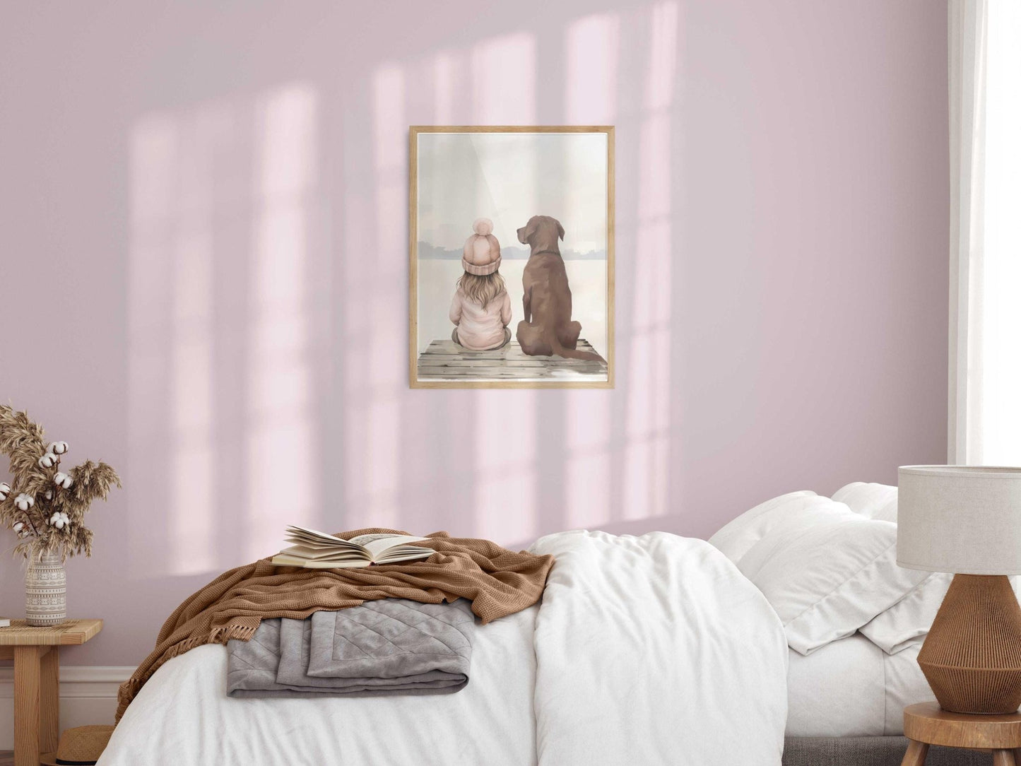 Labrador Nursery Art, Brown Lab Print, Girl & Dog Wall Decor - WildfieldPrints