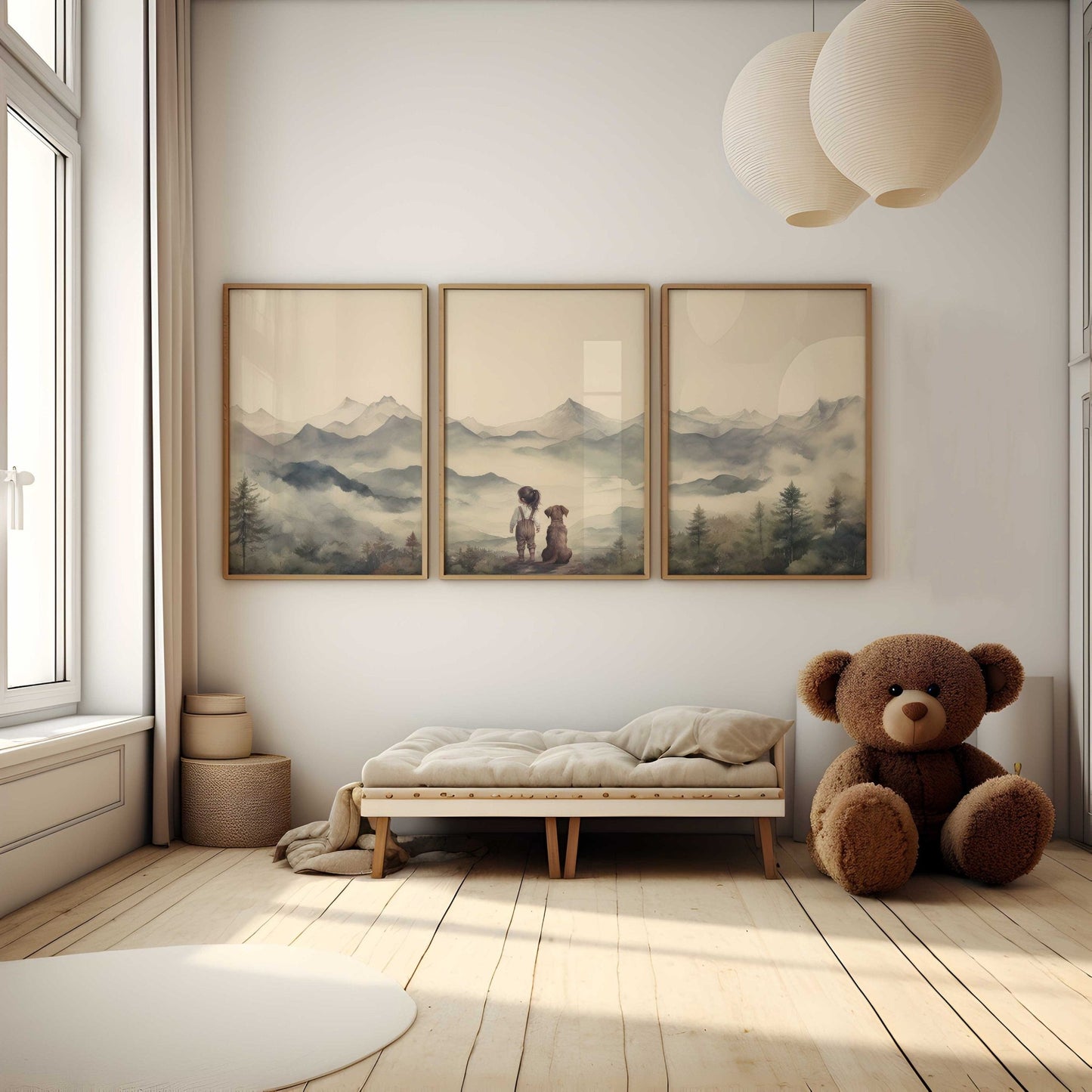Labrador Nursery Art, Girl & Dog Decor, Cute Puppy Wall Print - WildfieldPrints